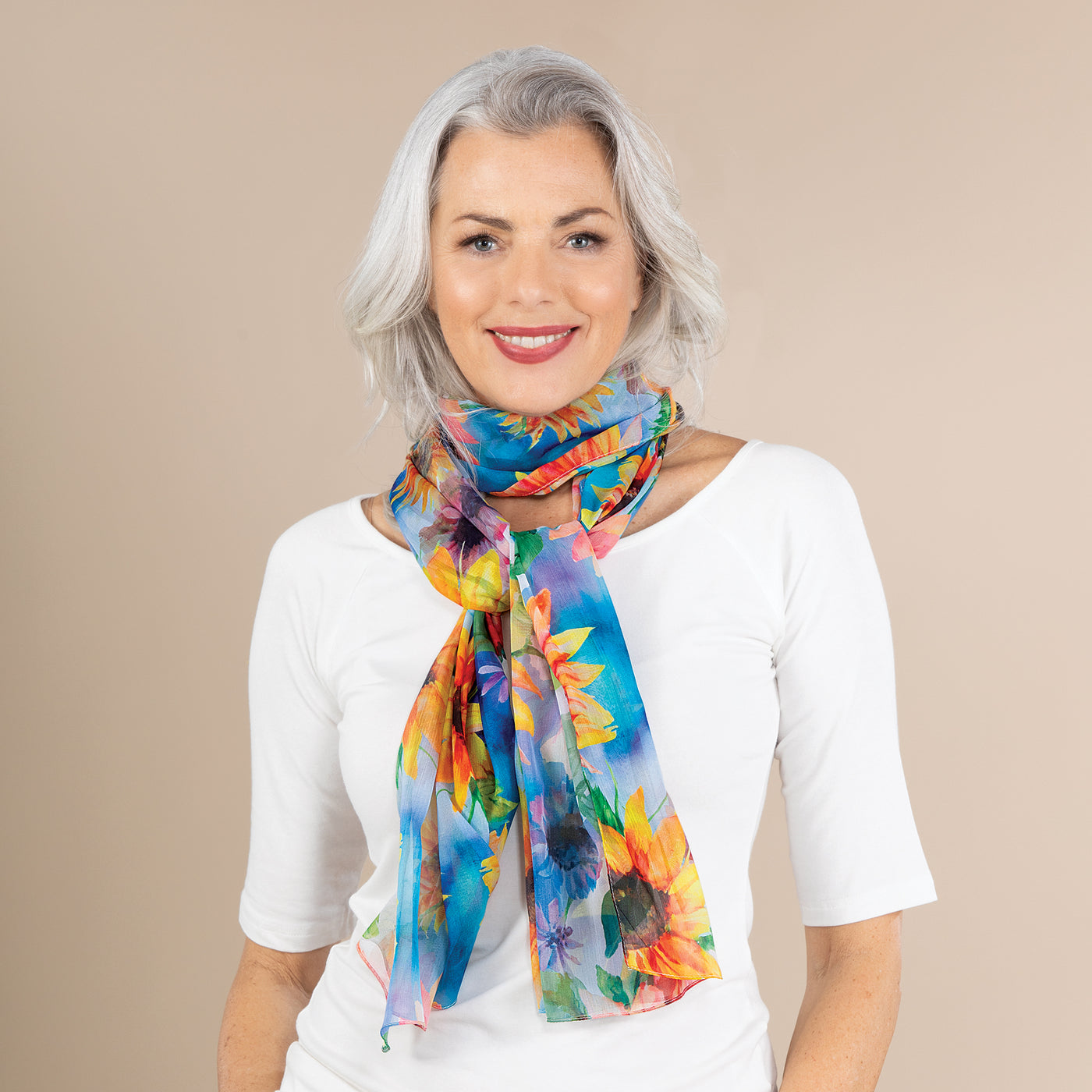 Watercolors Sunflower Chiffon Scarf