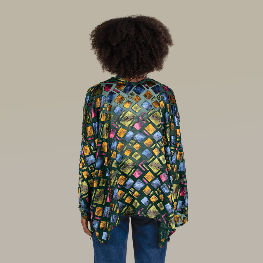 Prismatic Patterned Burnout Kimono (Preorder)