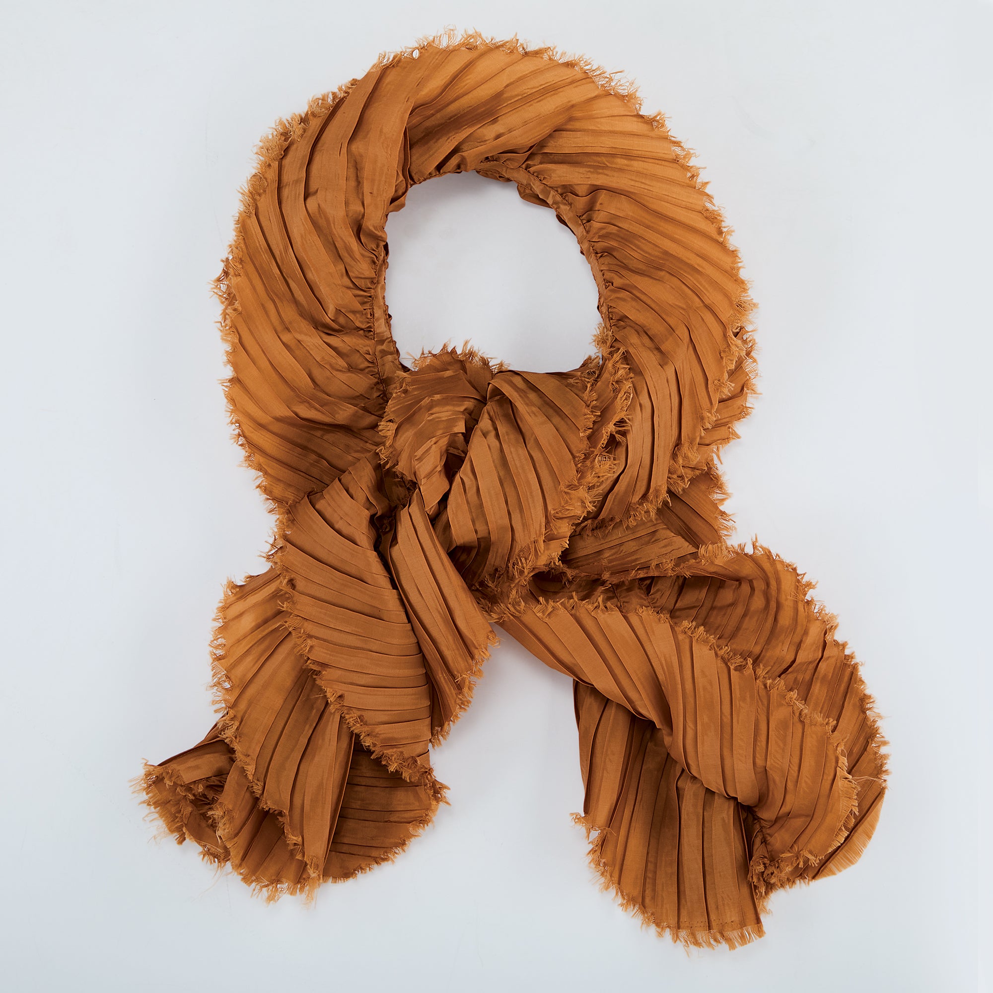 Golden Taffeta Ruffled Scarf