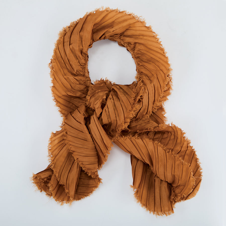 Golden Taffeta Ruffled Scarf