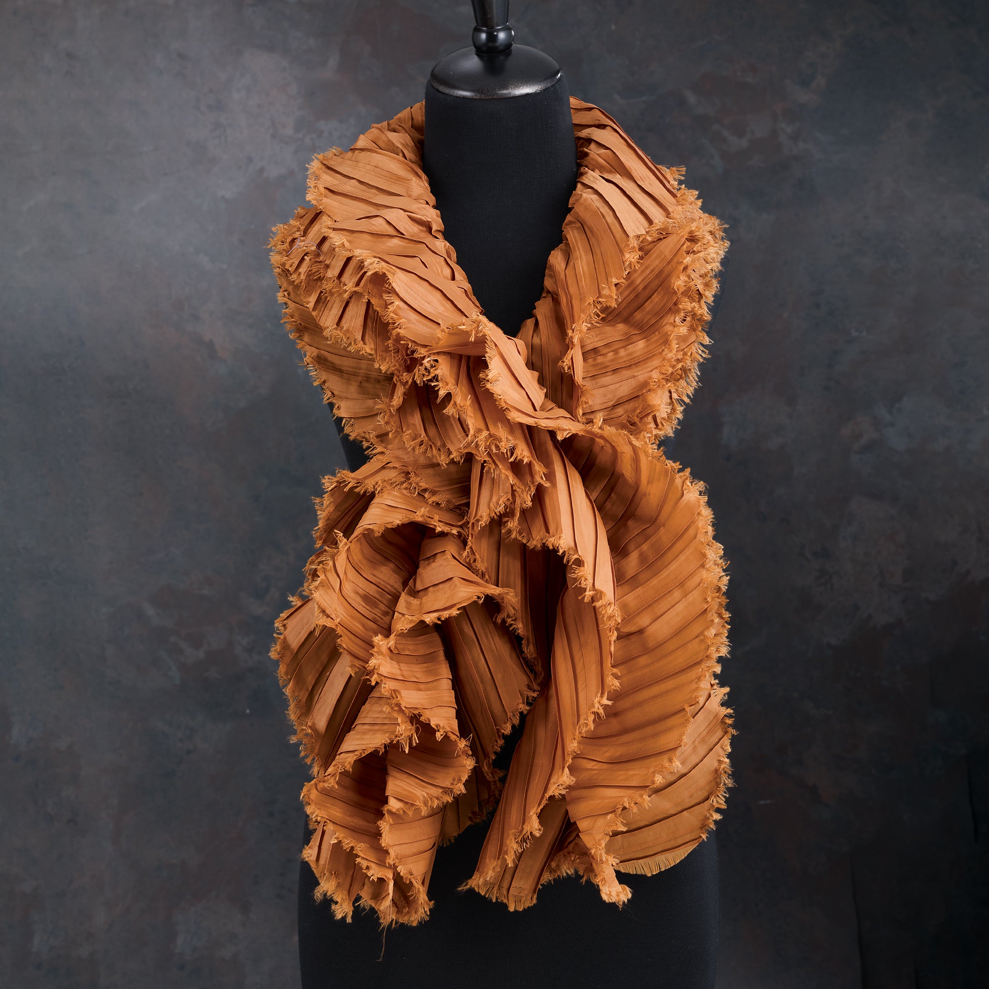 Golden Taffeta Ruffled Scarf