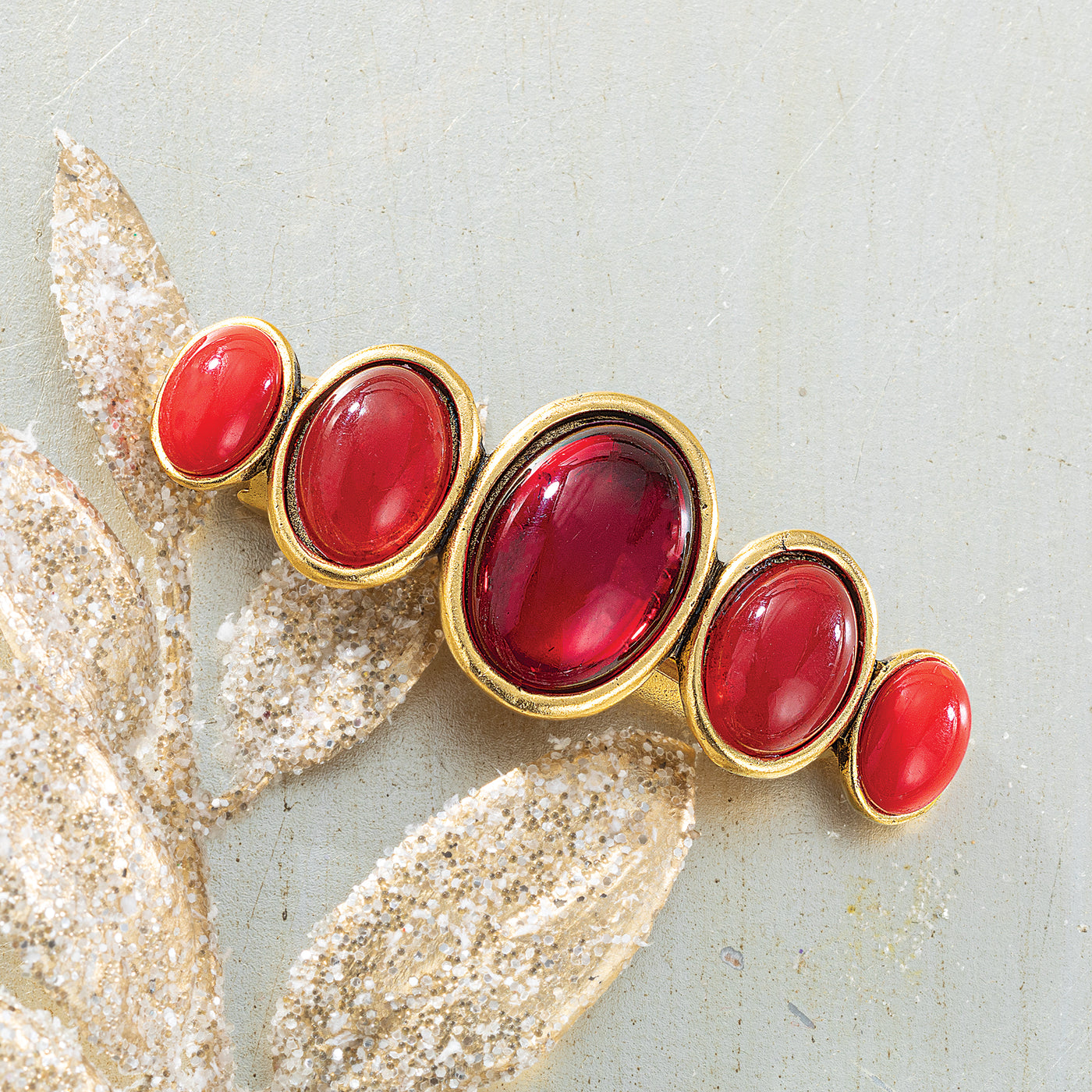 Cinnabar Cabochon Barrette