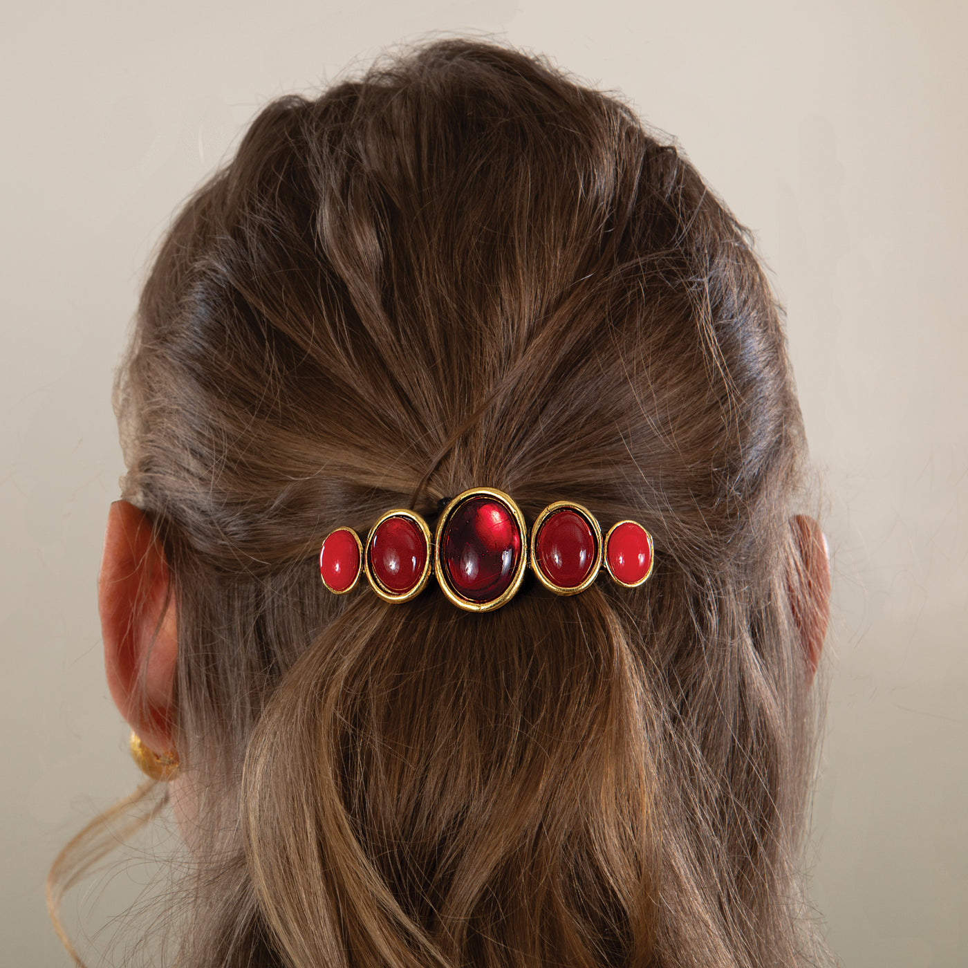 Cinnabar Cabochon Barrette