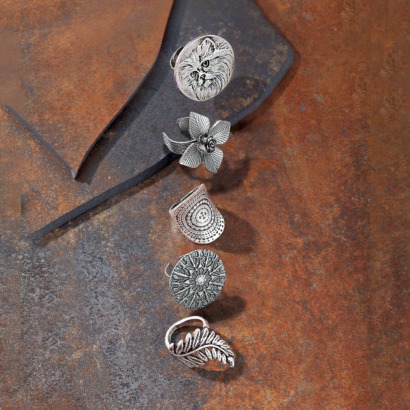 Turkish Pewter Mandala Statement Ring