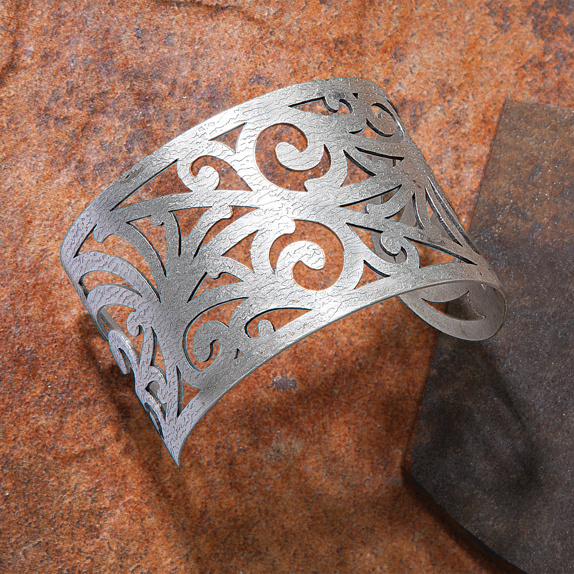 Turkish Pewter Scrollwork Statement Cuff