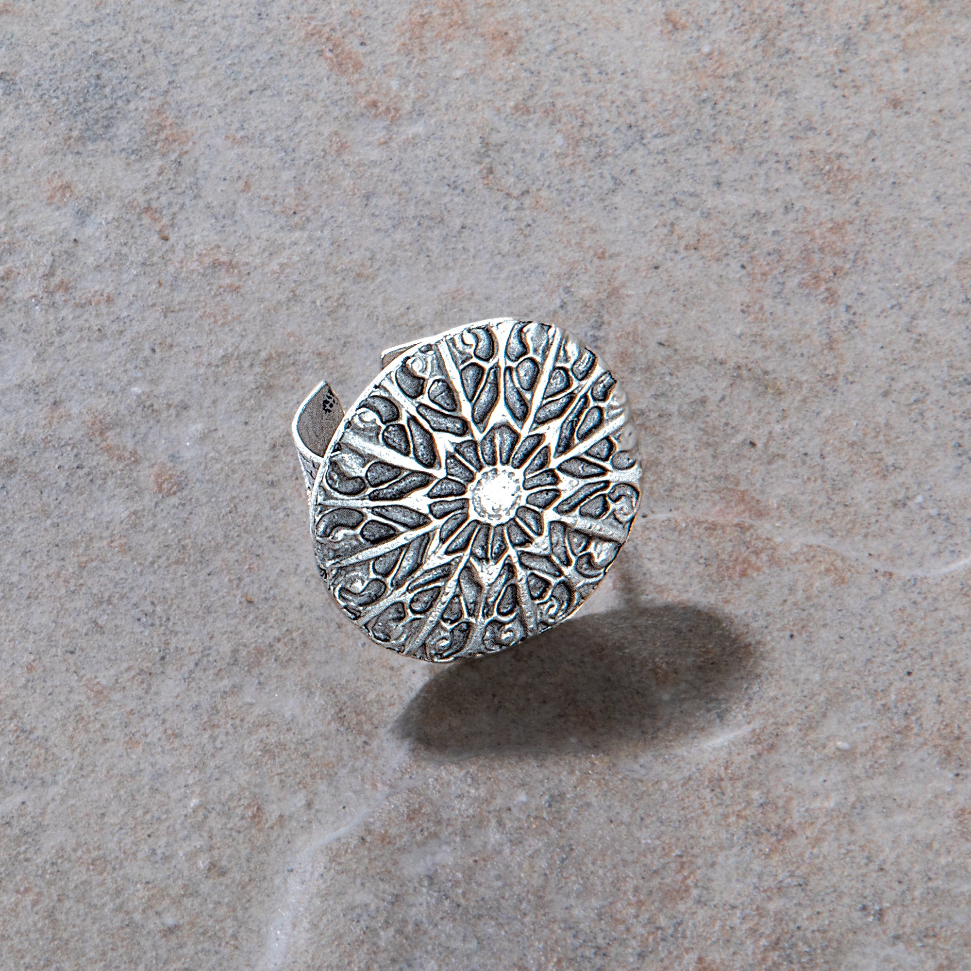 Turkish Pewter Mandala Statement Ring