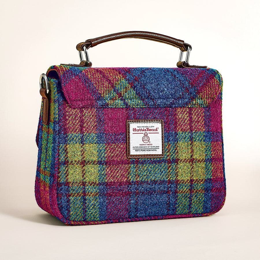 Rainbow Plaid Harris Tweed Structured Shoulder Bag