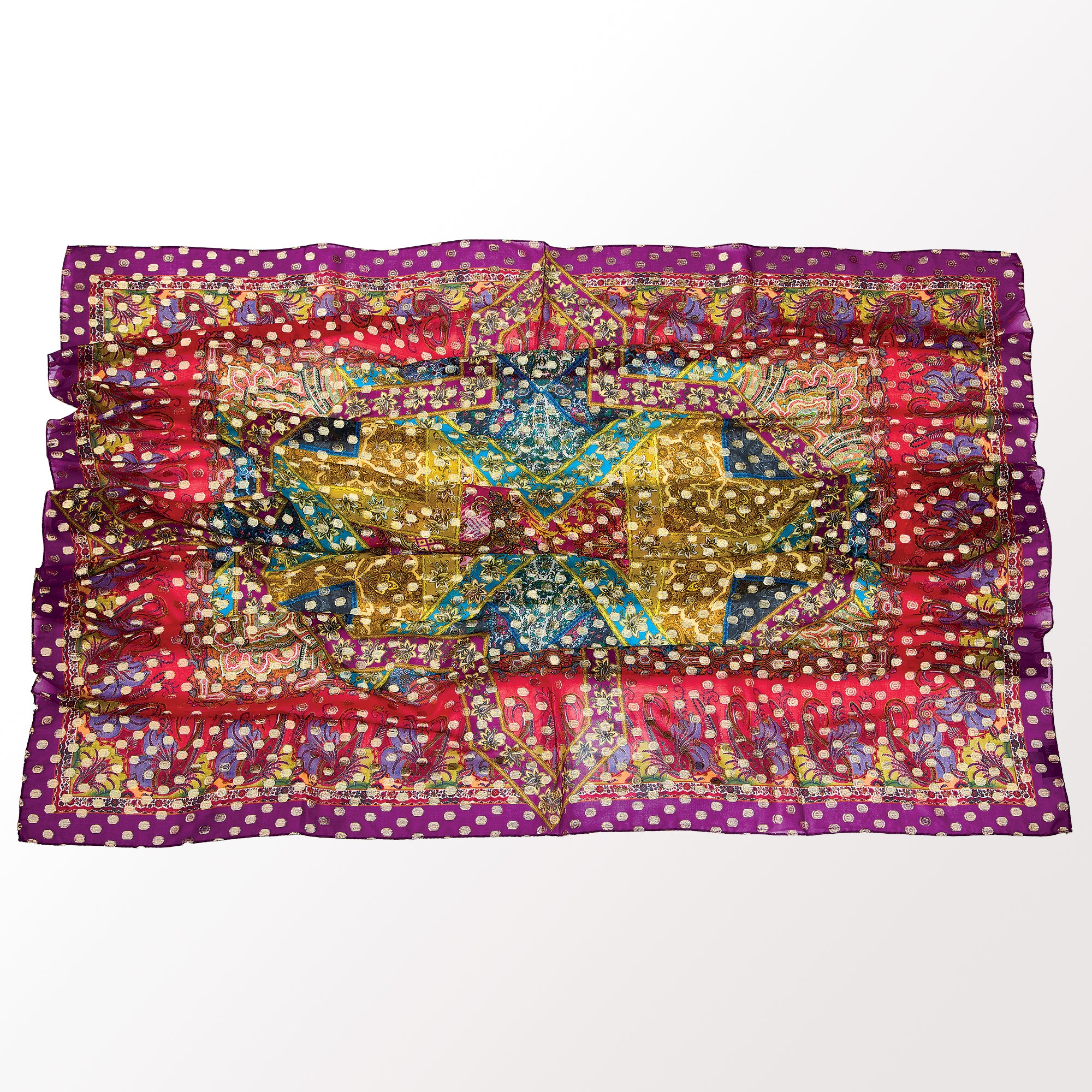 Golden Paisley Silk Scarf