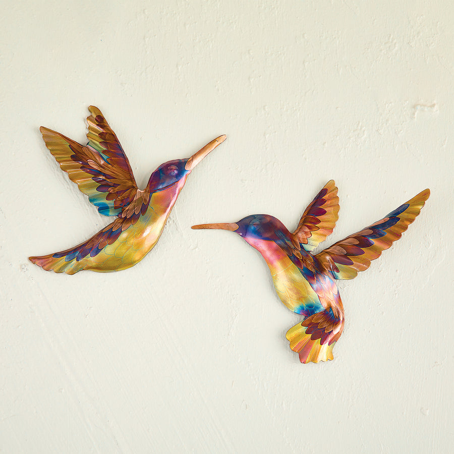 Copper Hummingbird In Flight Wall Sculpture