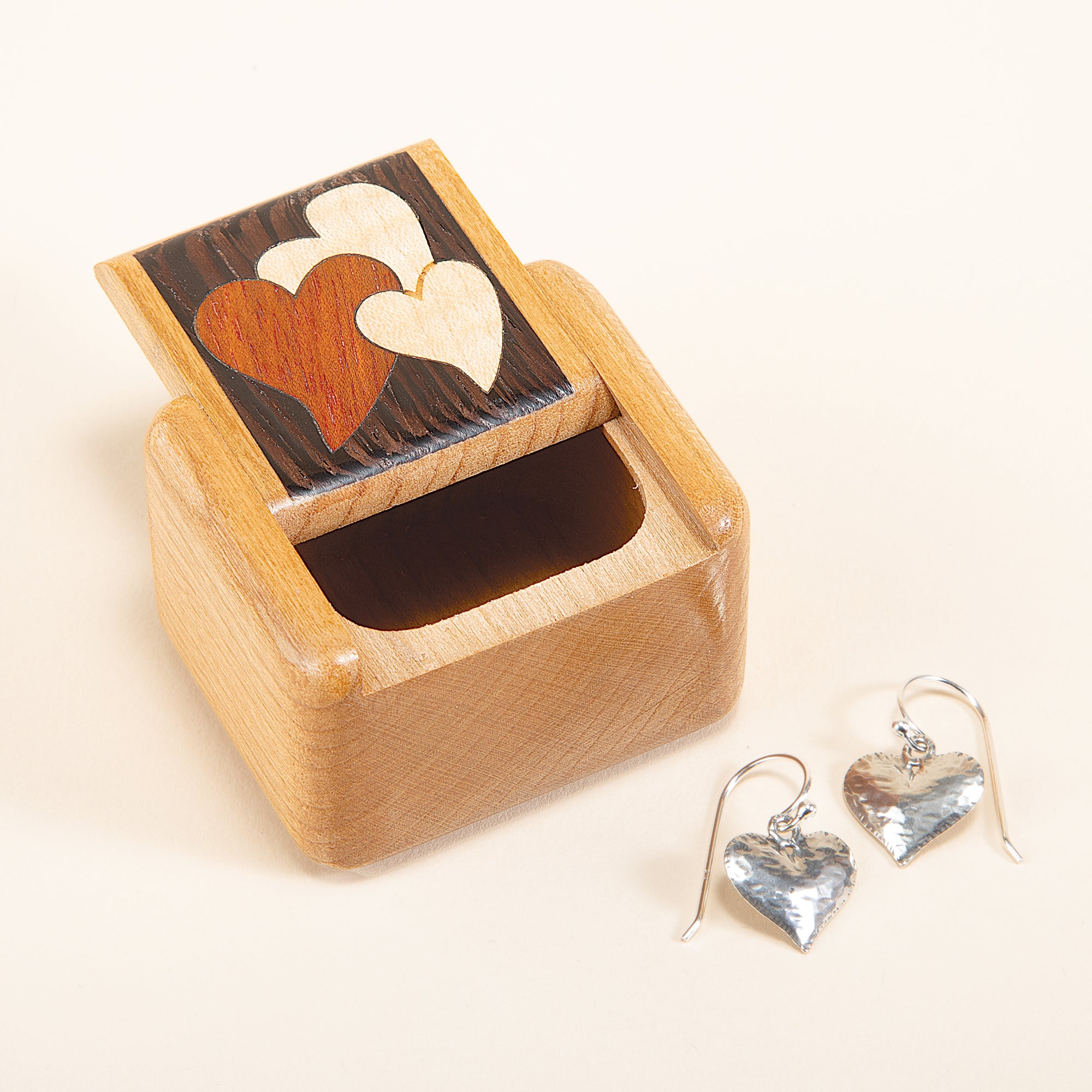 Heart Trio Wooden Treasure Box