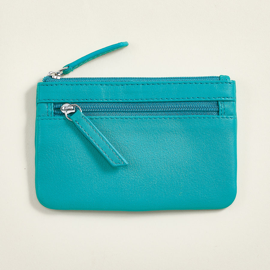 Teal Leather Coin Purse