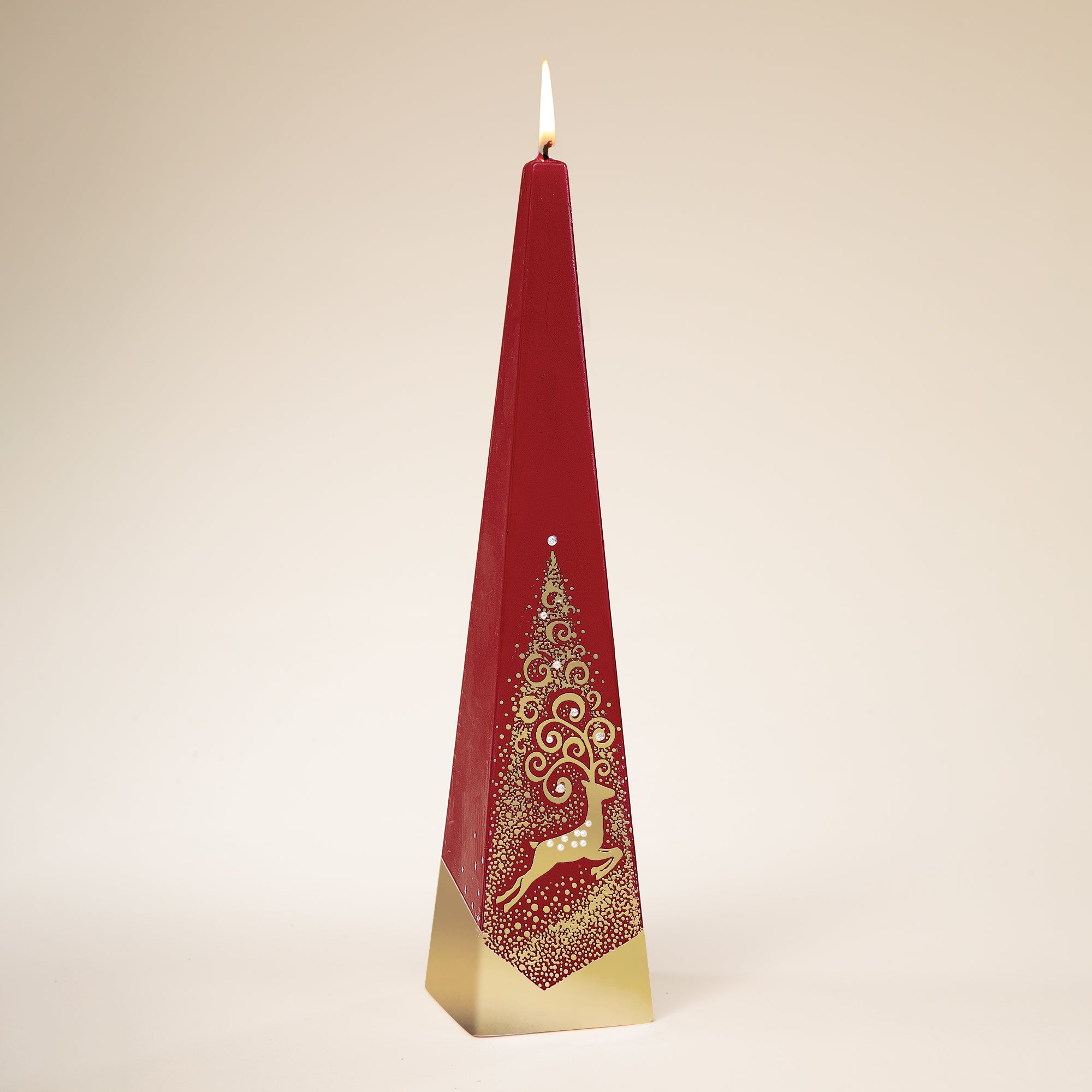 Hand-Painted Golden Reindeer Candle