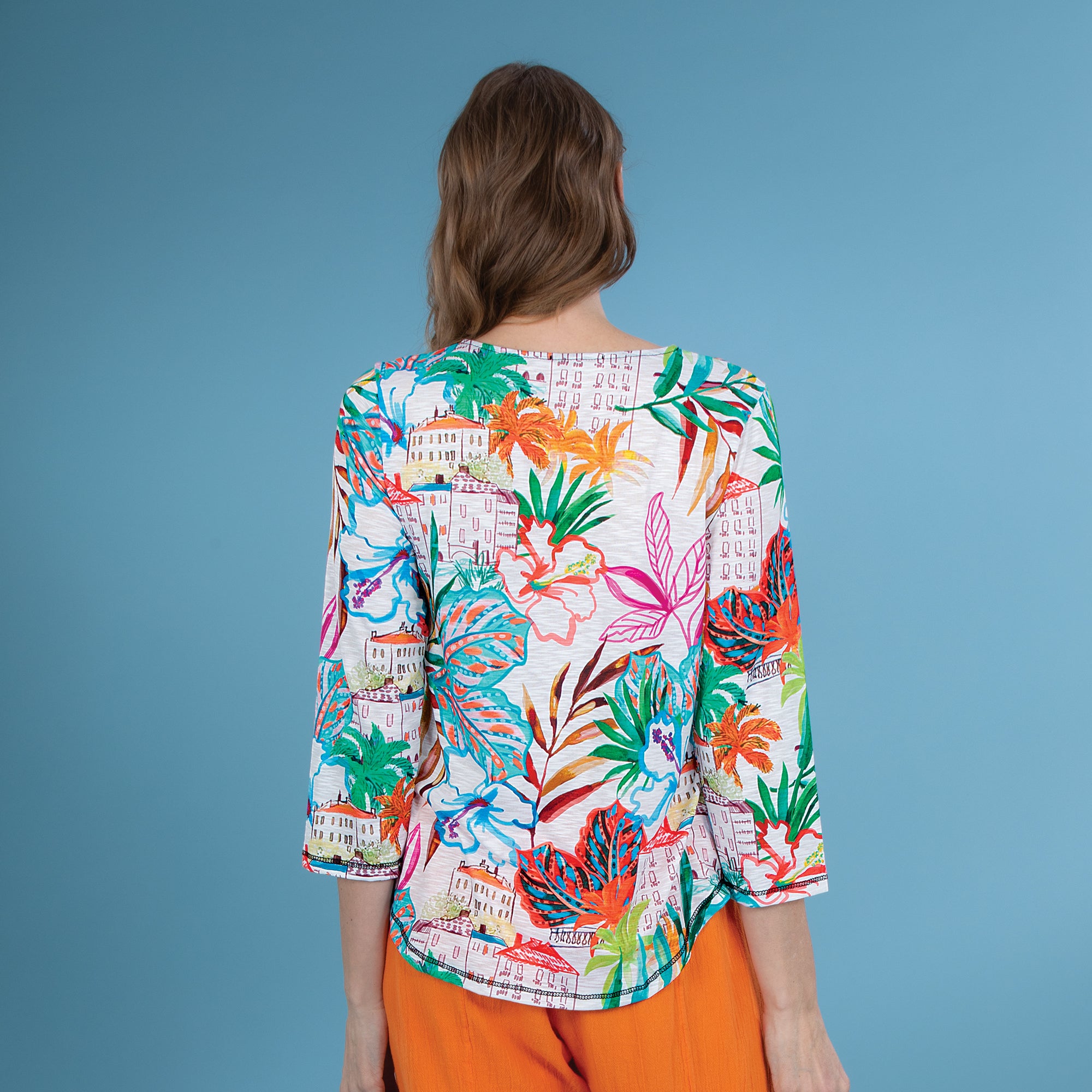 Tropical Coast Scoop Neck Blouse