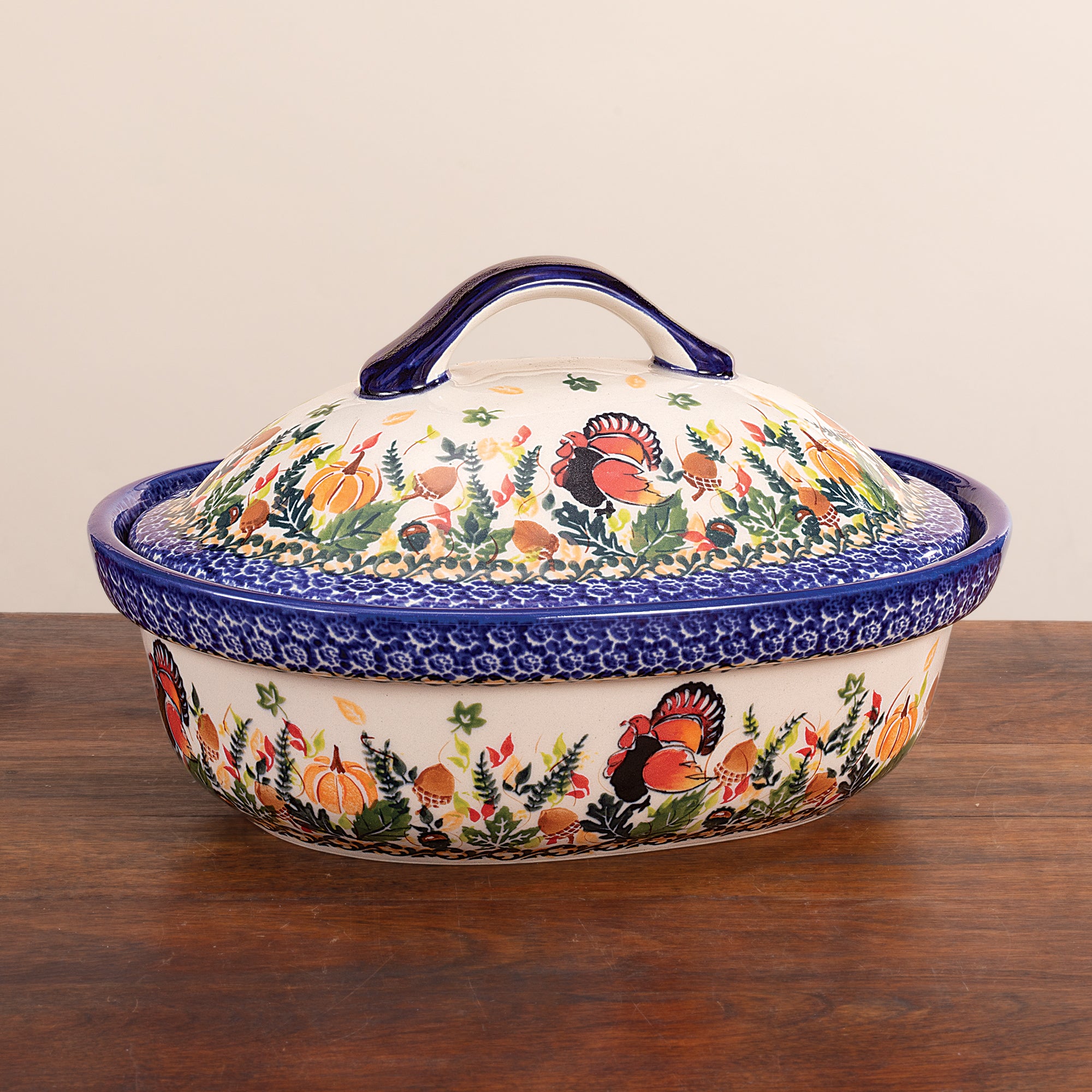 Polish Pottery Happy Harvest Covered Baking Dish