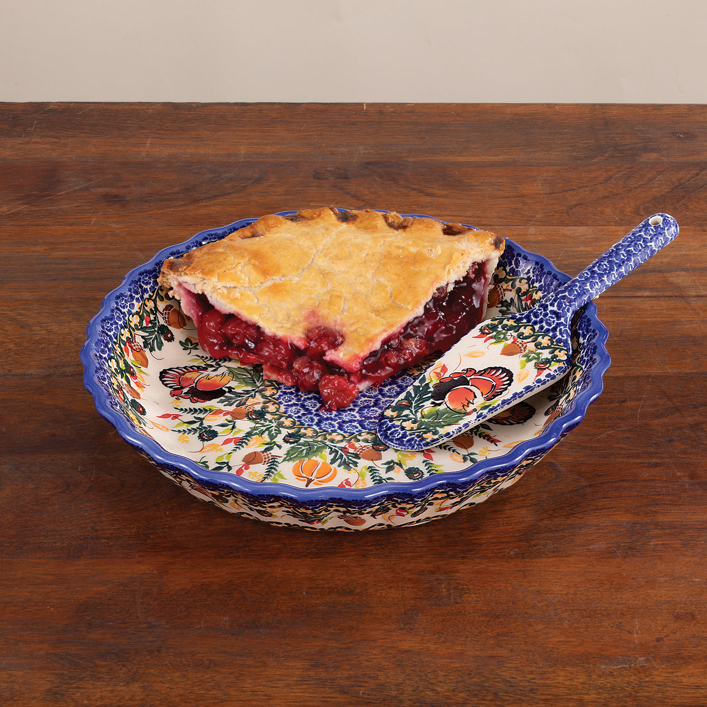 Polish Pottery Happy Harvest Pie Plate