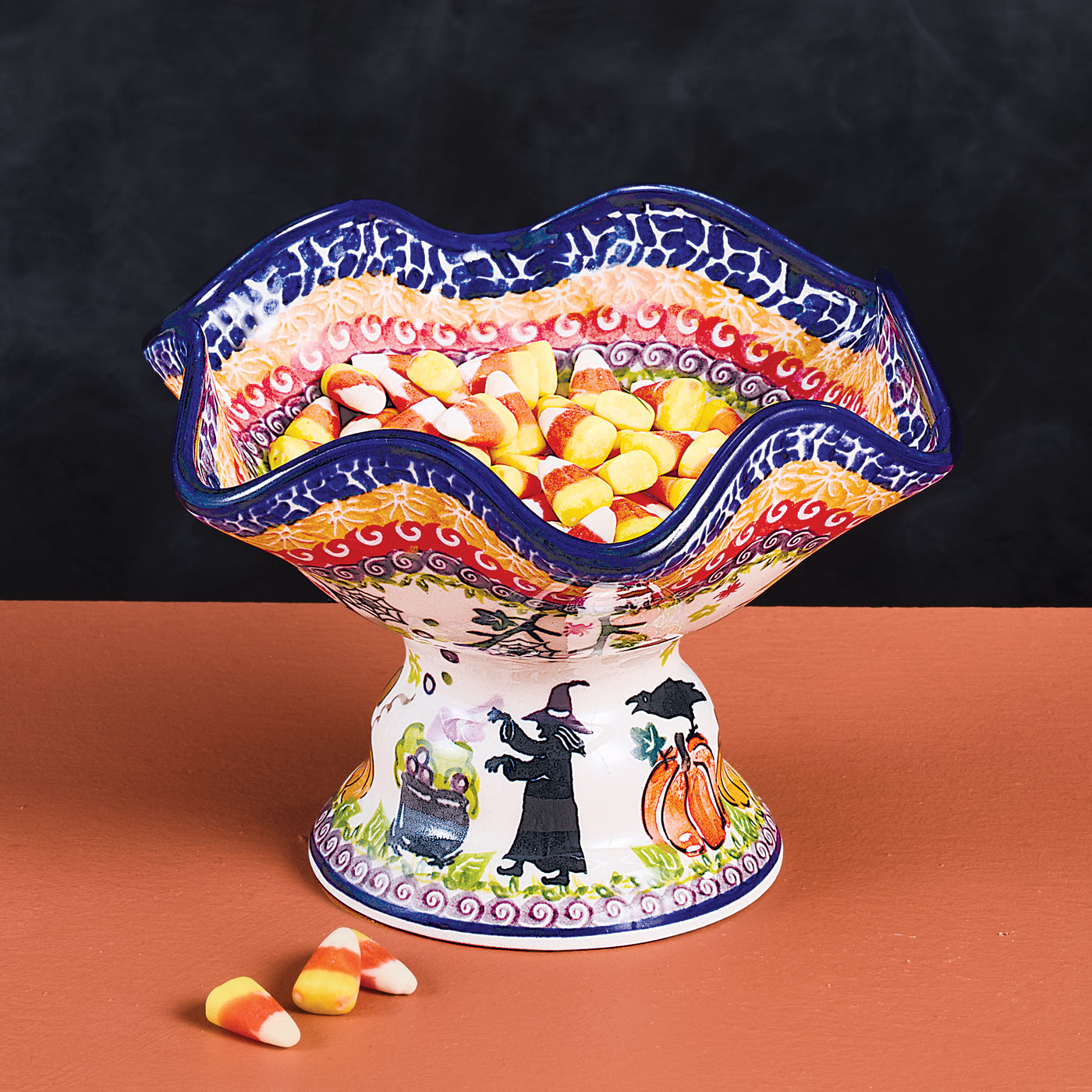 2024 Edition Halloween Polish Pottery Pedestal Bowl