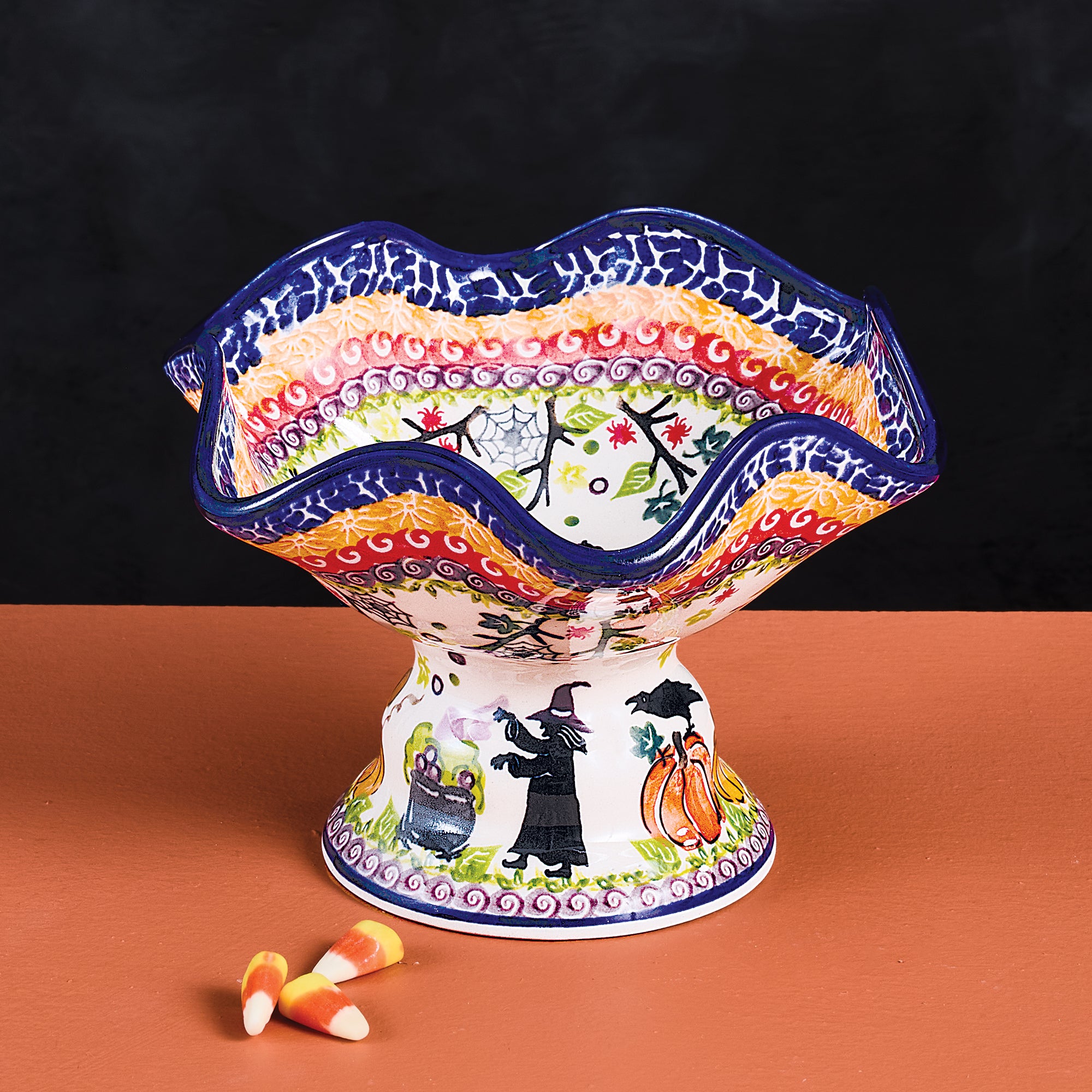 2024 Edition Halloween Polish Pottery Pedestal Bowl