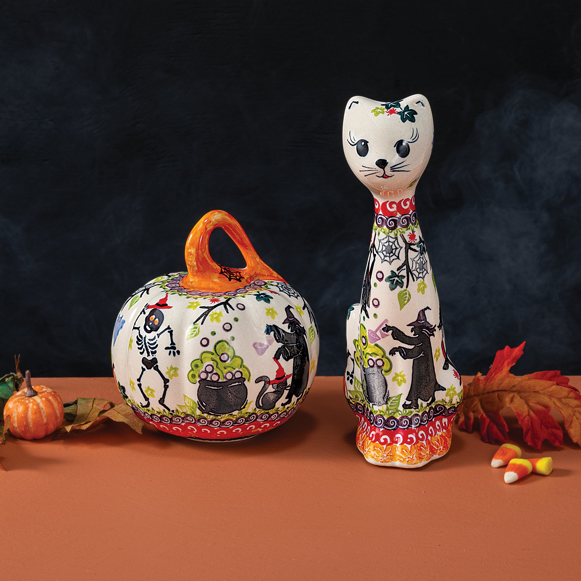 2024 Edition Halloween Polish Pottery Cat Figurine