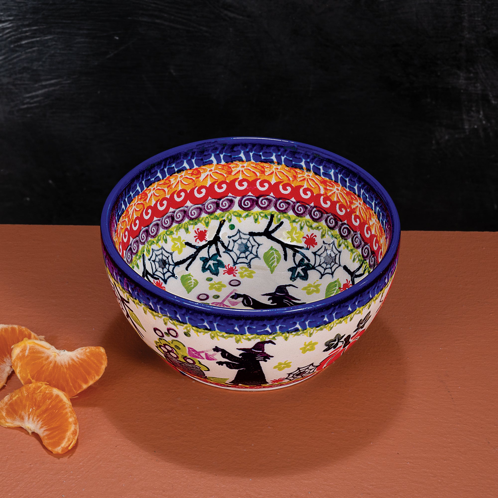 Bowl / Polish Pottery Halloween Bat and Spider Serving Bowl hot