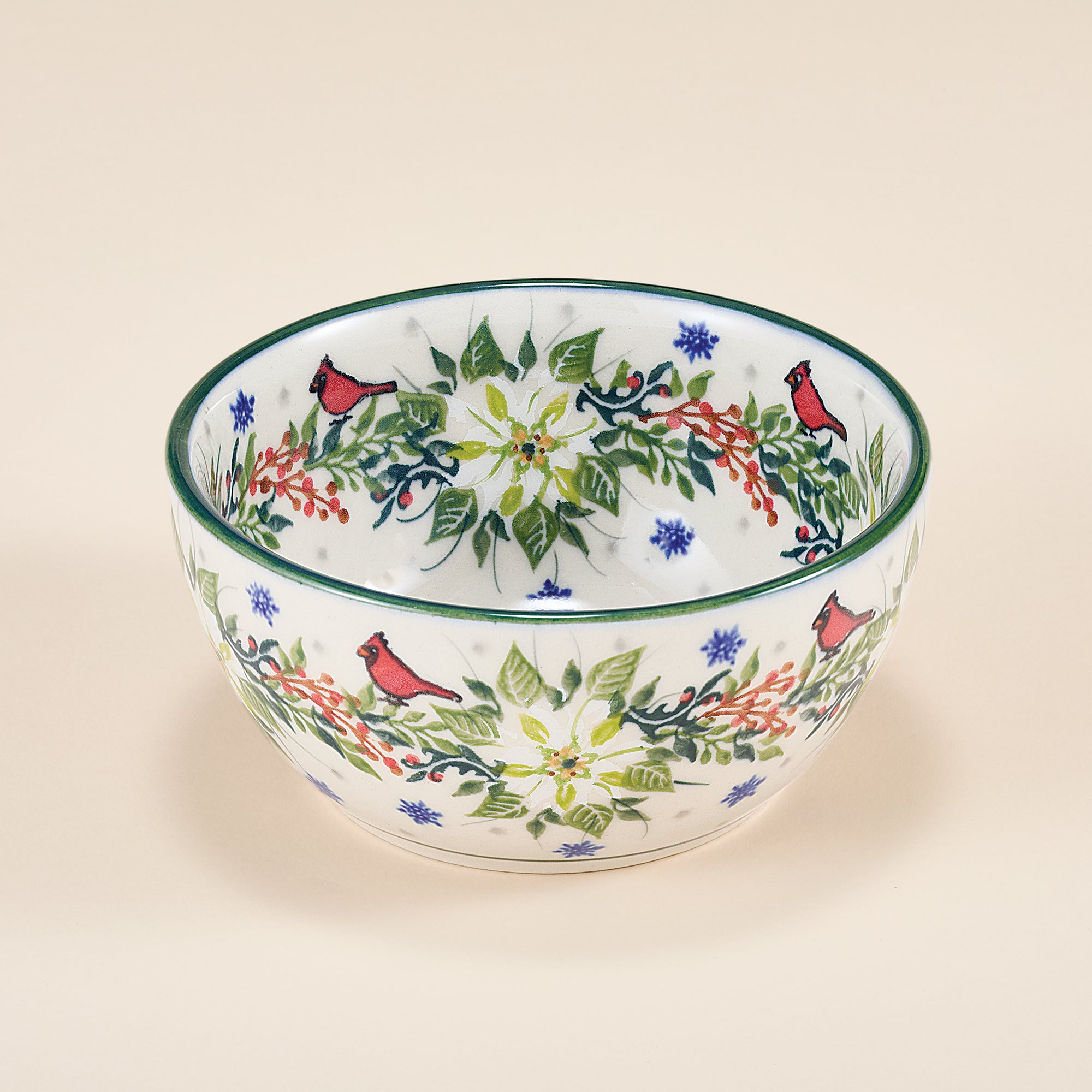 Polish Pottery Winter White Poinsettias Small Bowl