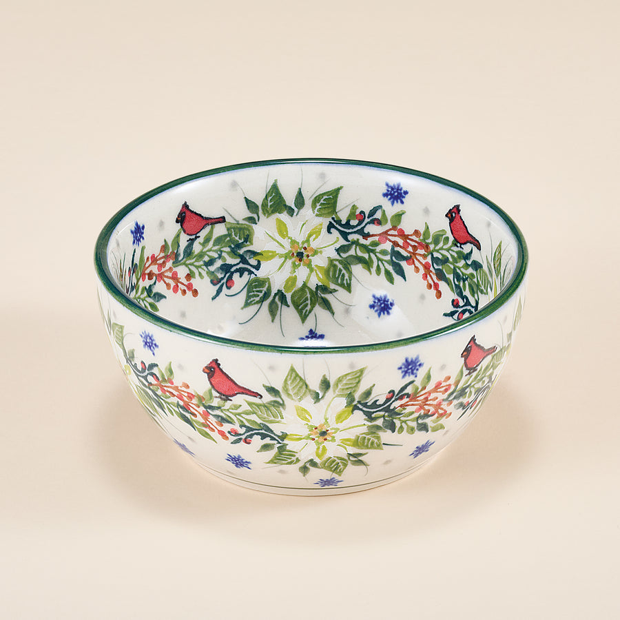 Polish Pottery Winter White Poinsettias Small Bowl