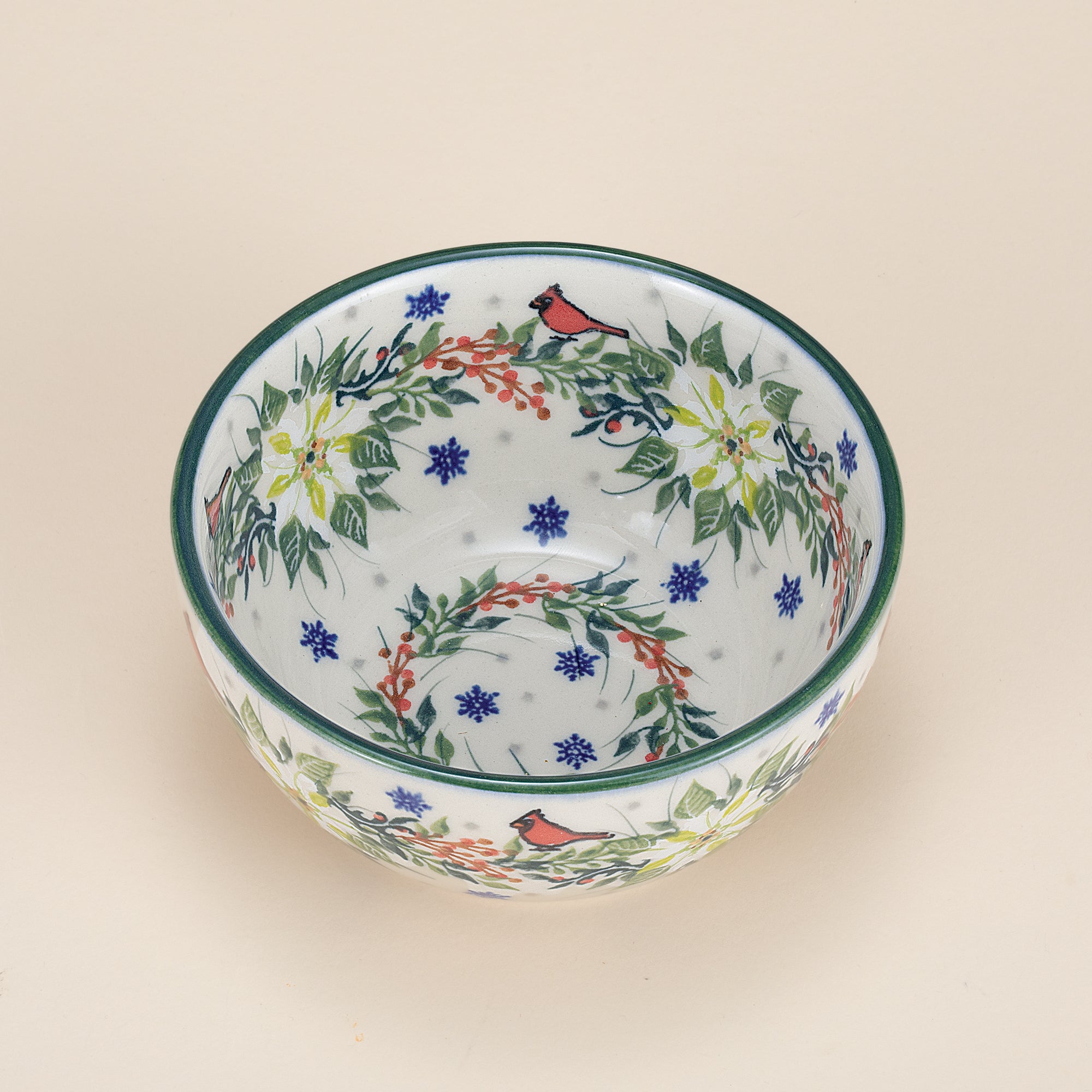 Polish Pottery Winter White Poinsettias Small Bowl