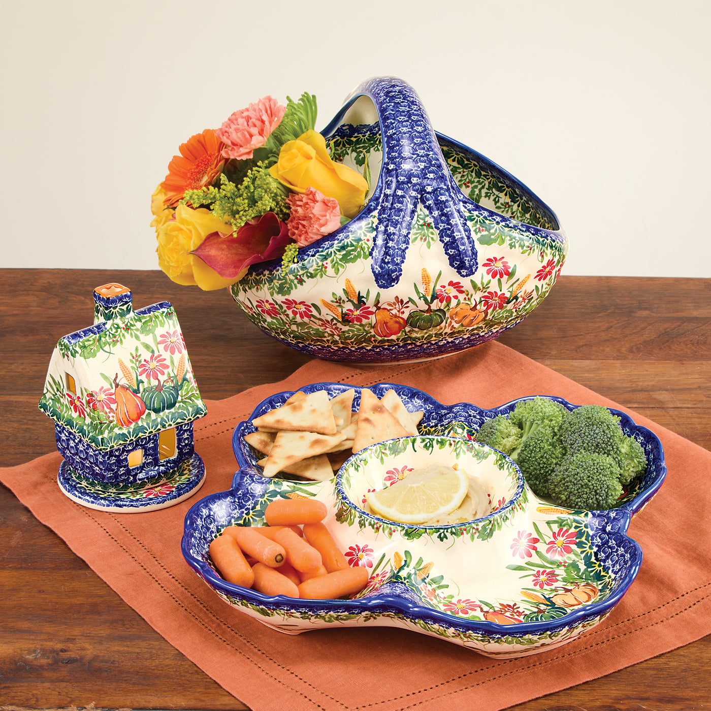 Polish Pottery Autumn Splendor Basket