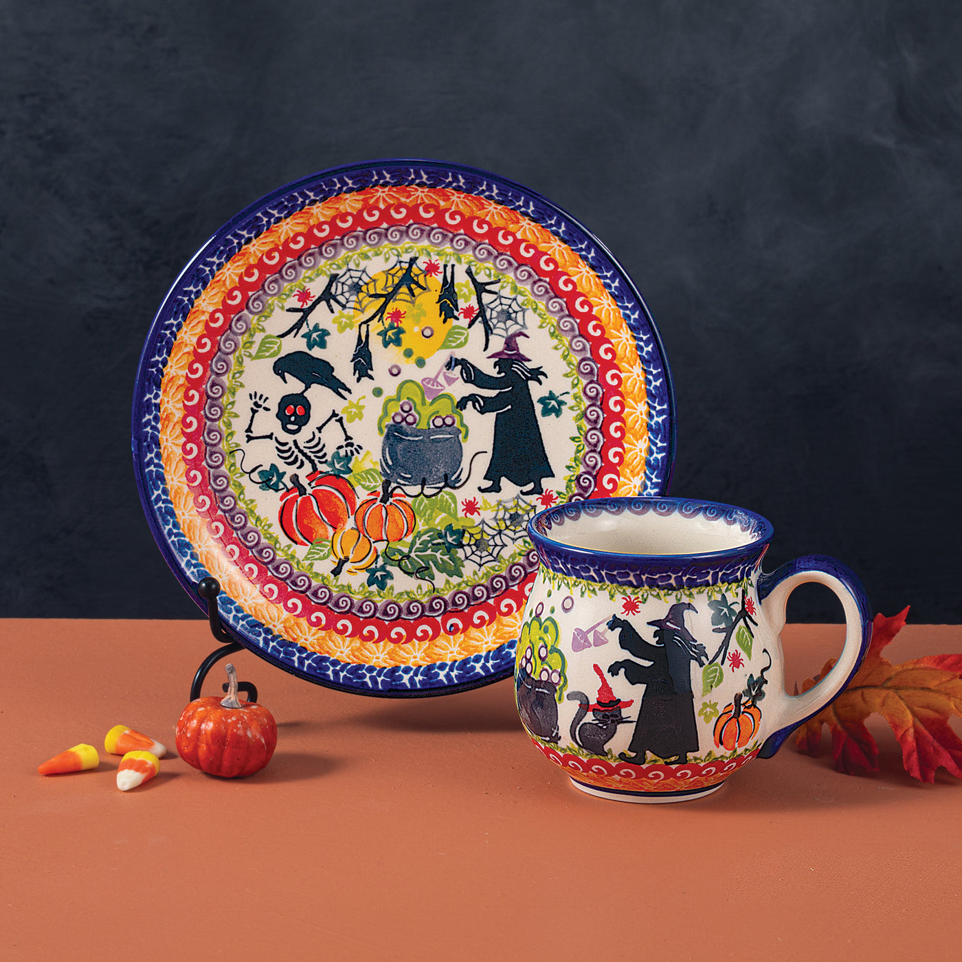 2024 Edition Halloween Polish Pottery Mug & Plate Set