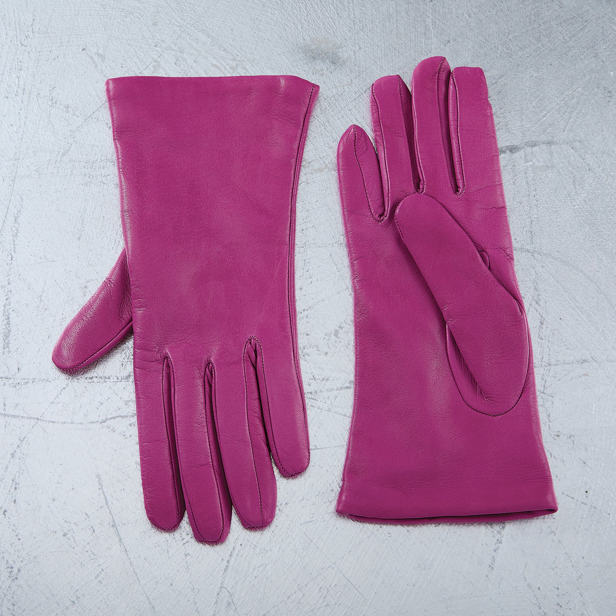 Cashmere Lined Magenta Leather Gloves