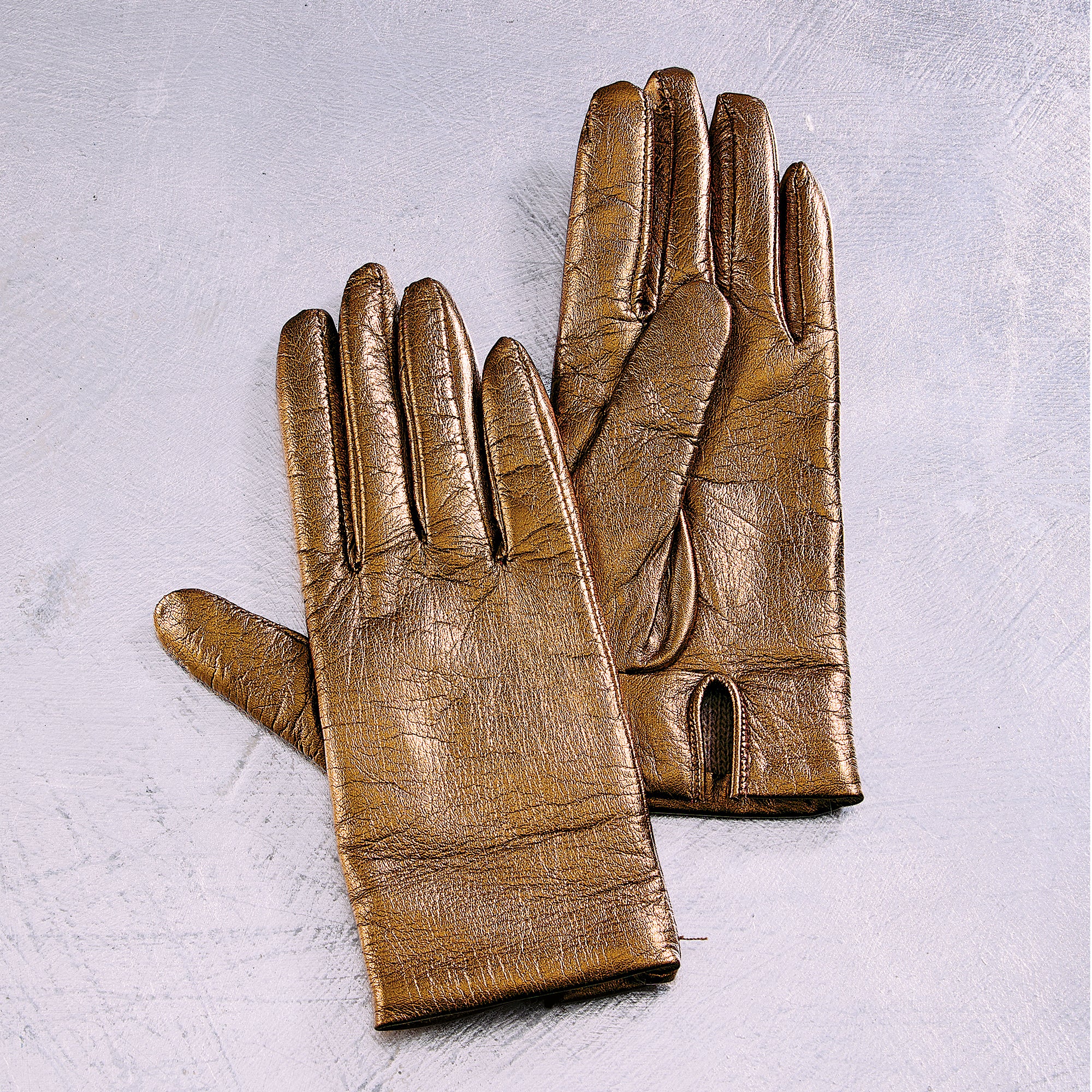 Cashmere Lined Gold Leather Gloves