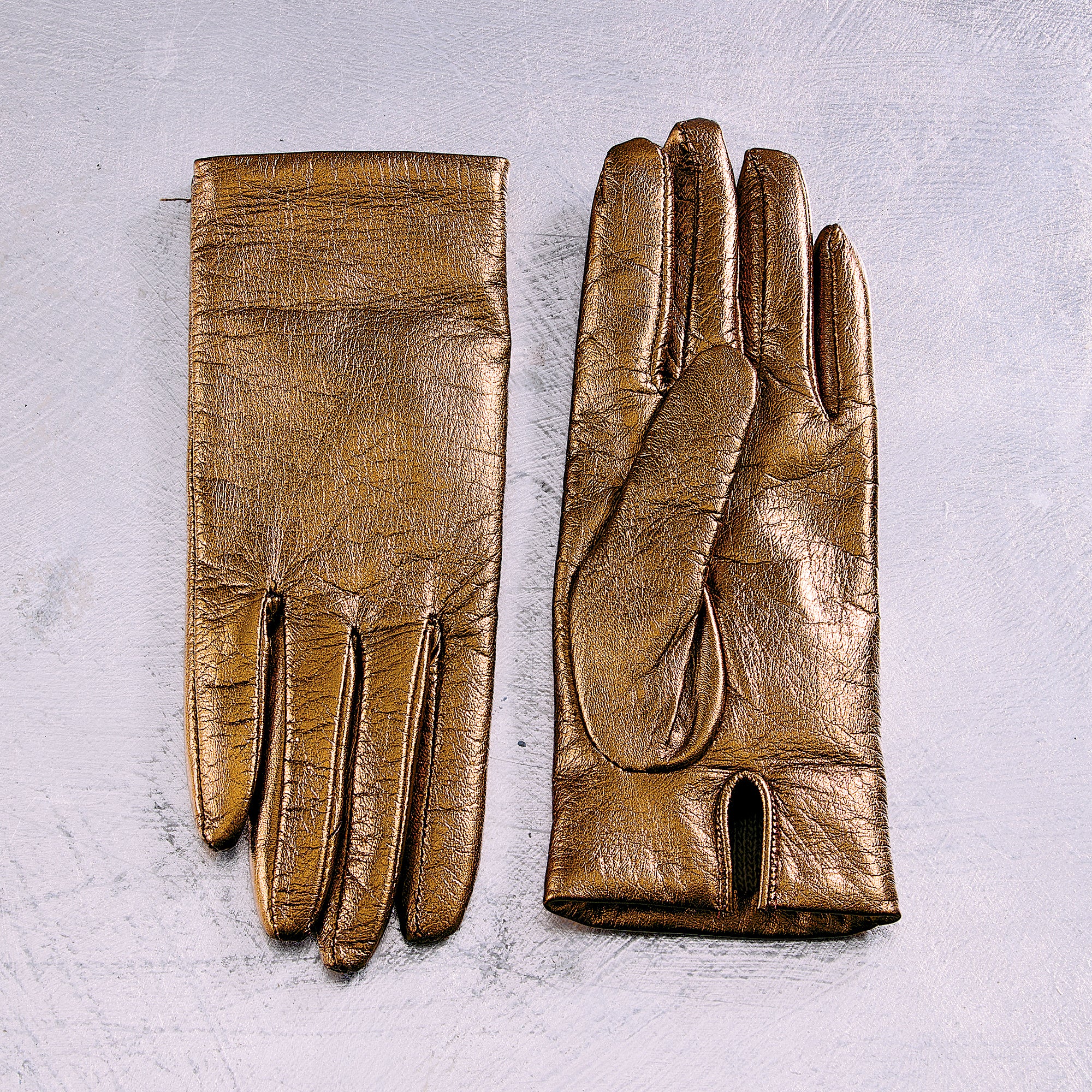 Cashmere Lined Gold Leather Gloves