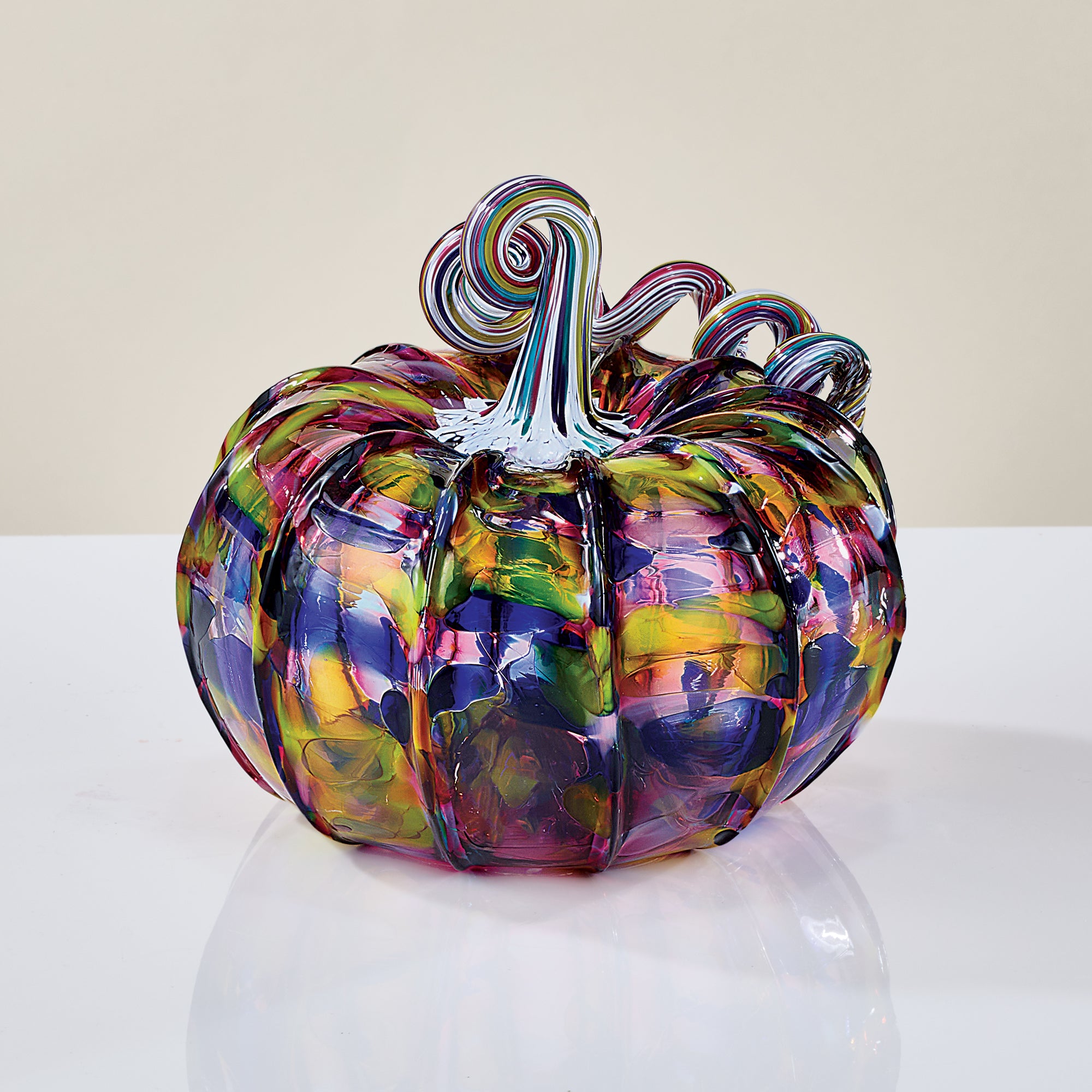 Hand-Blown Glass Rainbow Road Pumpkin | Uno Alla Volta