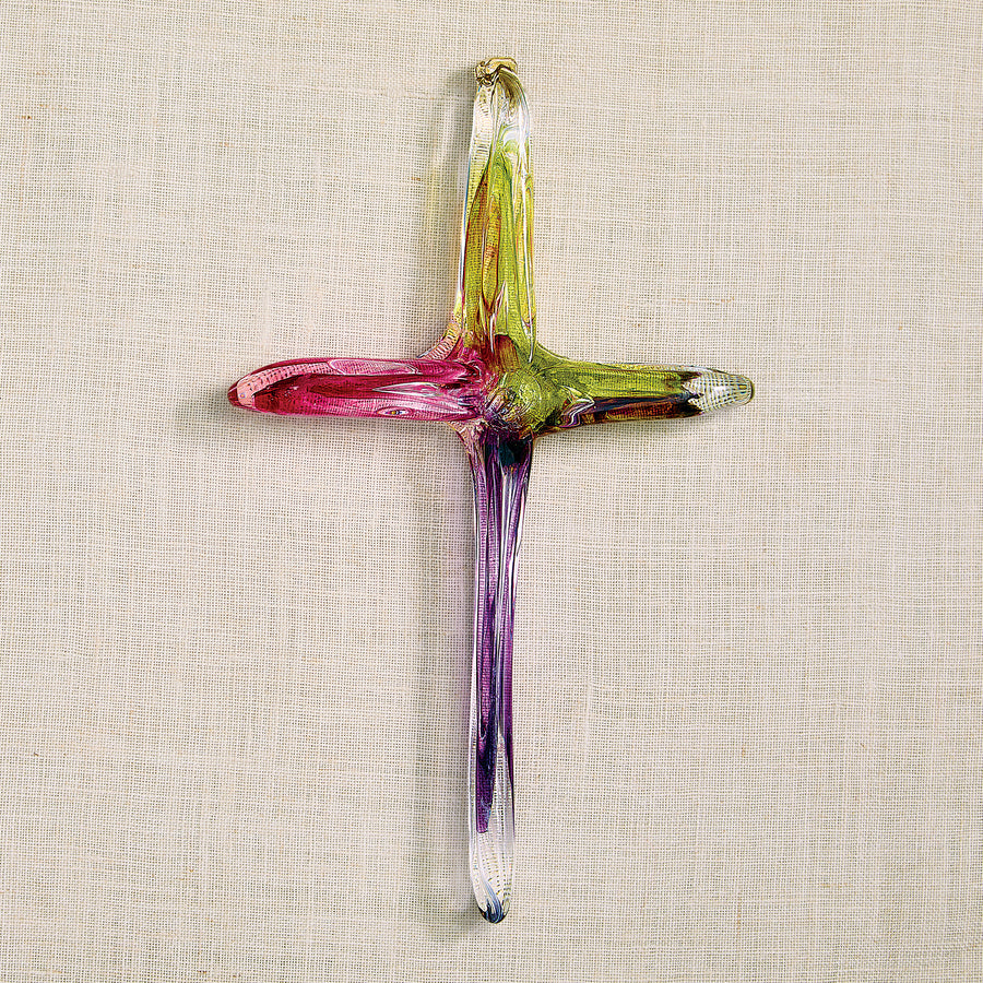 Hand-Blown Glass Marbled Cross