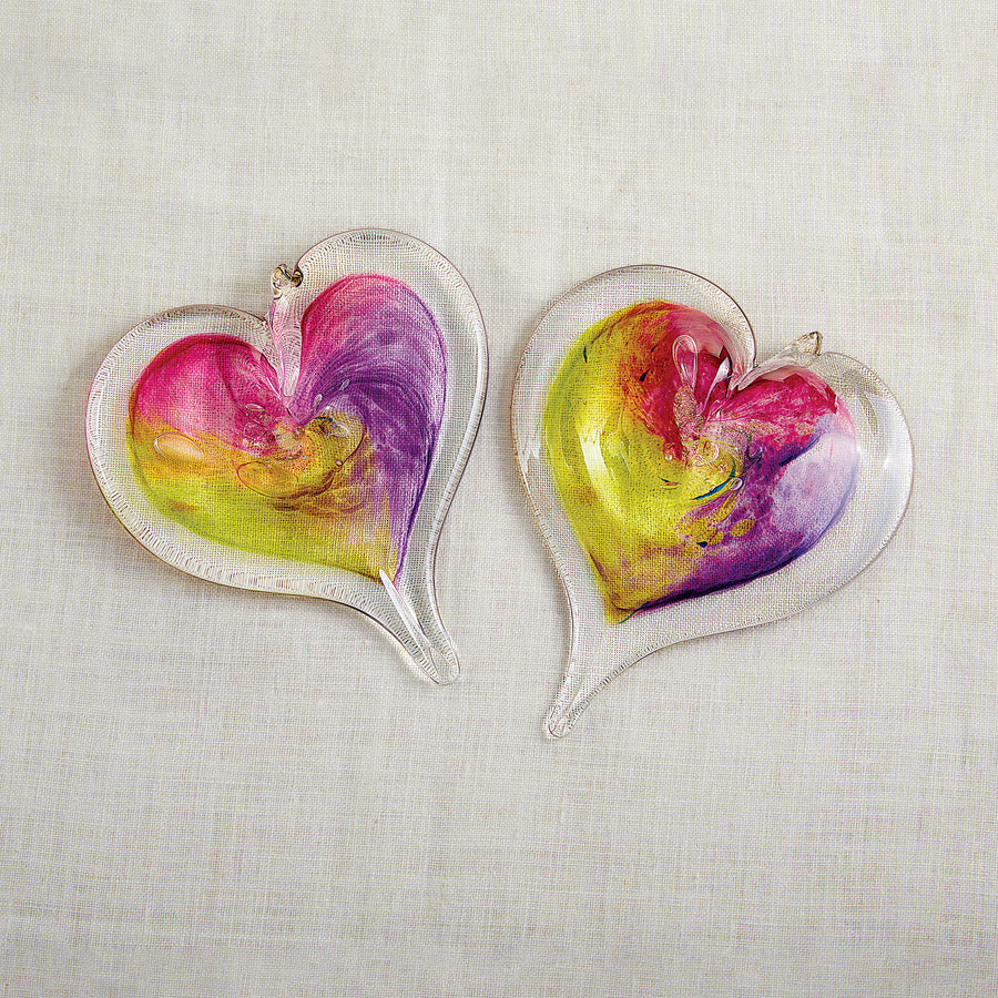 Hand-Blown Glass Marbled Heart