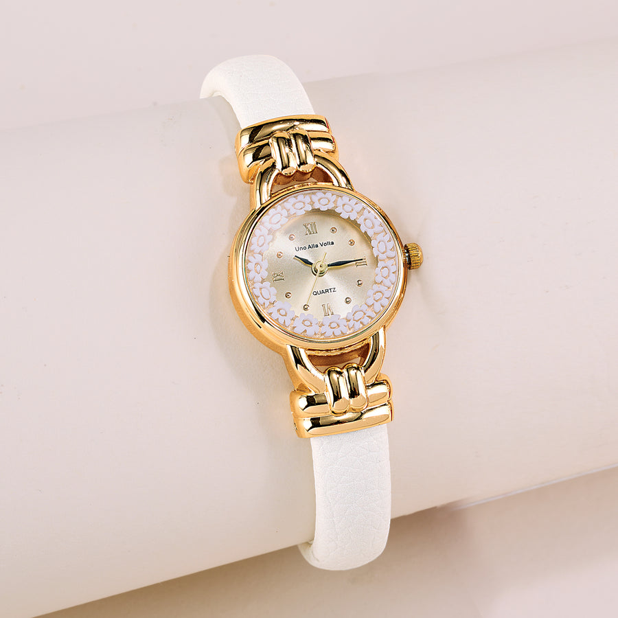 Murano Glass Millefiori White Croco Cuff Watch (Preorder)