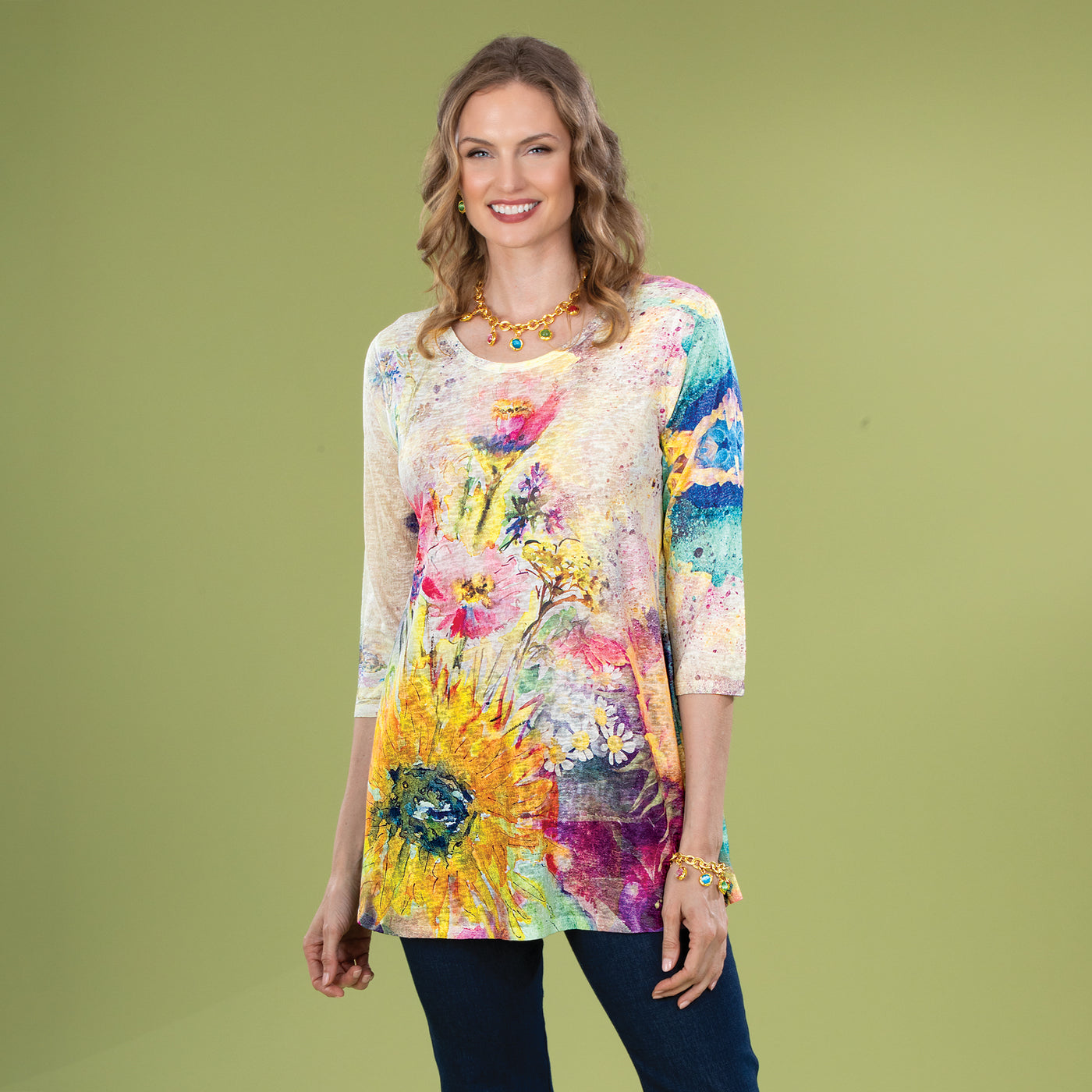 Watercolor Floral Garden Tunic