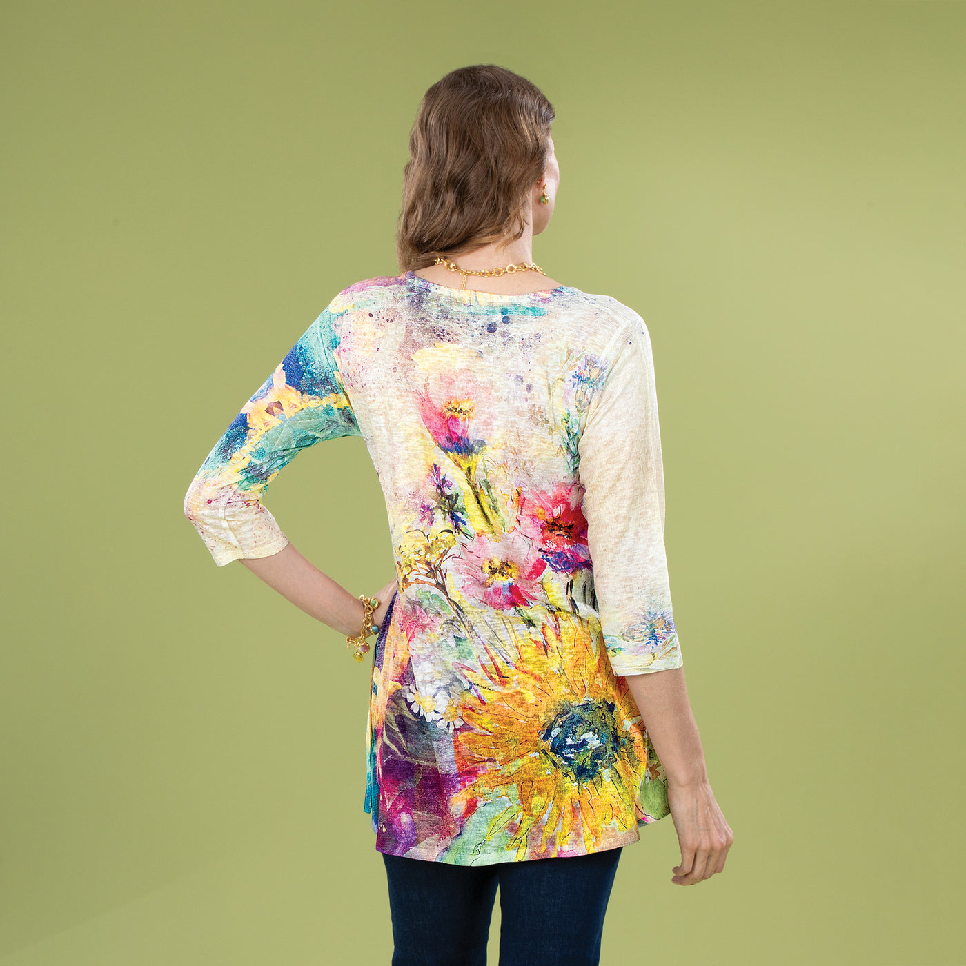 Watercolor Floral Garden Tunic