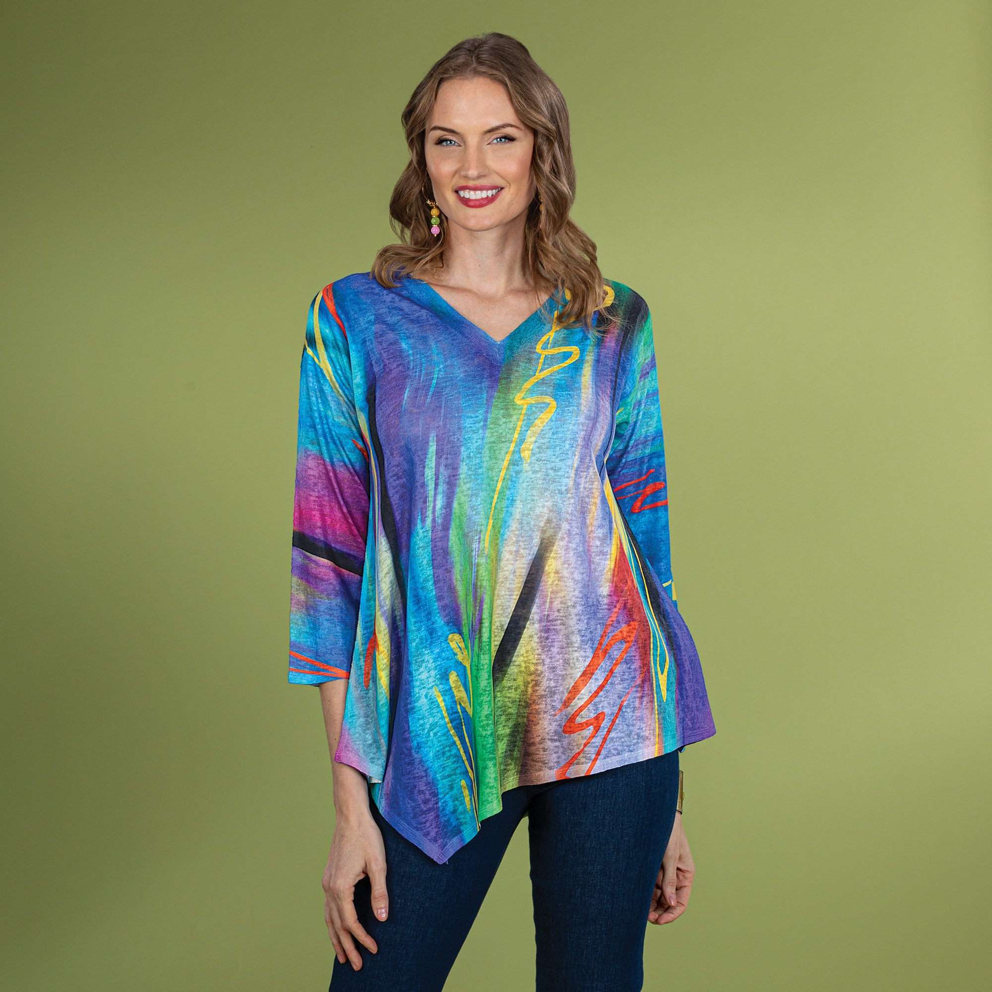 Jewel-Toned Brushstrokes Top