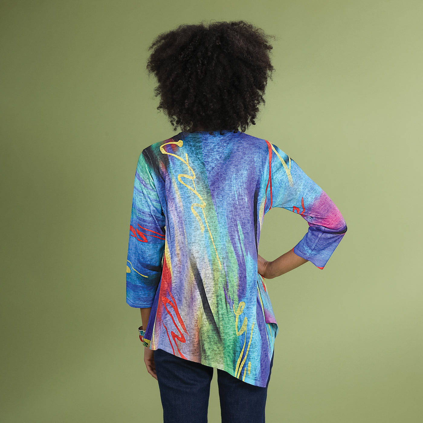 Jewel-Toned Brushstrokes Top