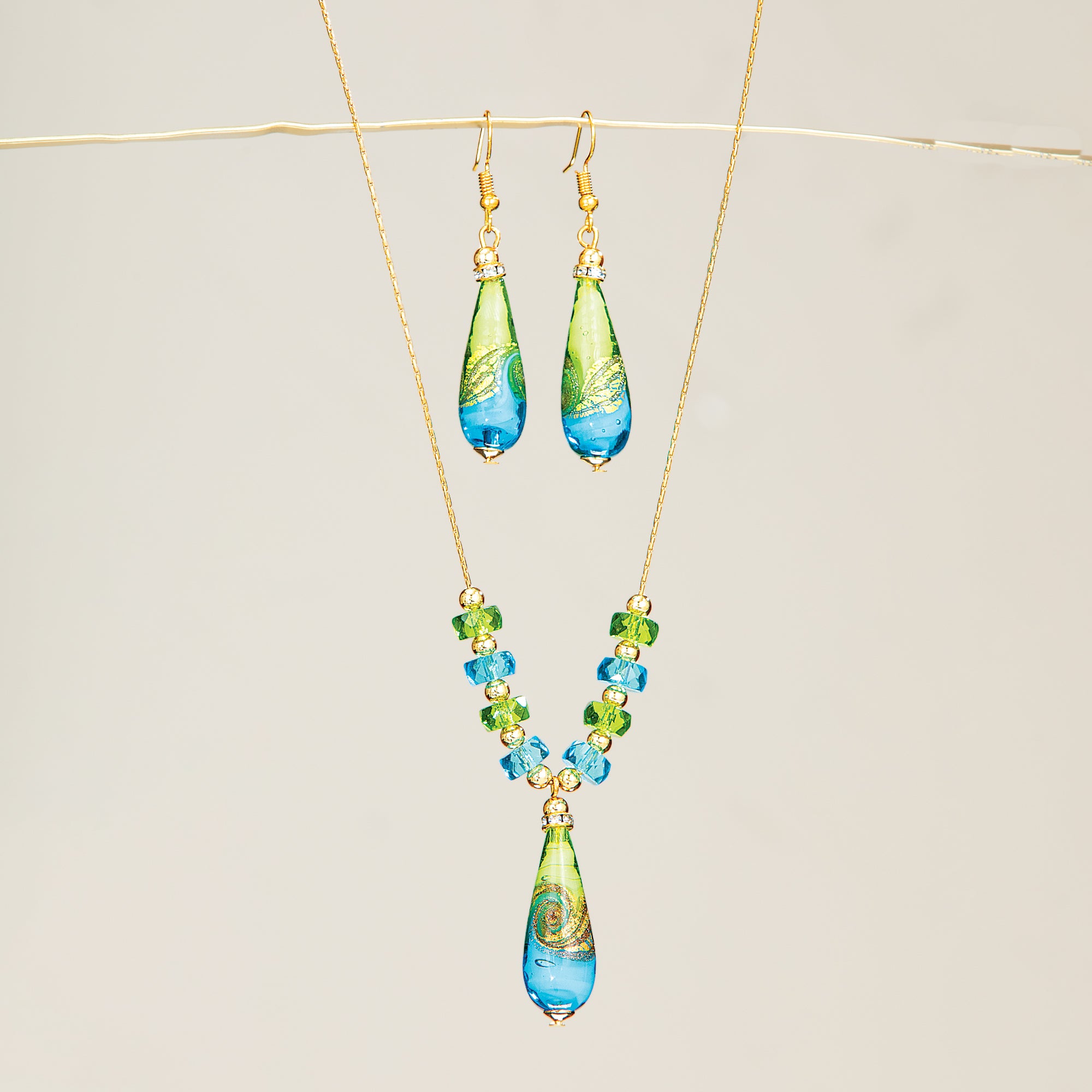 Murano Glass South Beach Necklace & Earrings Set