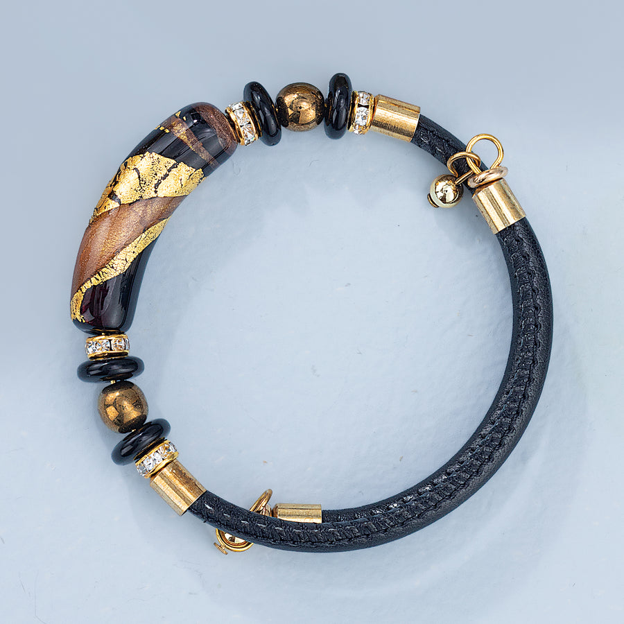 Murano Glass Ahead Of The Curve Black Bracelet