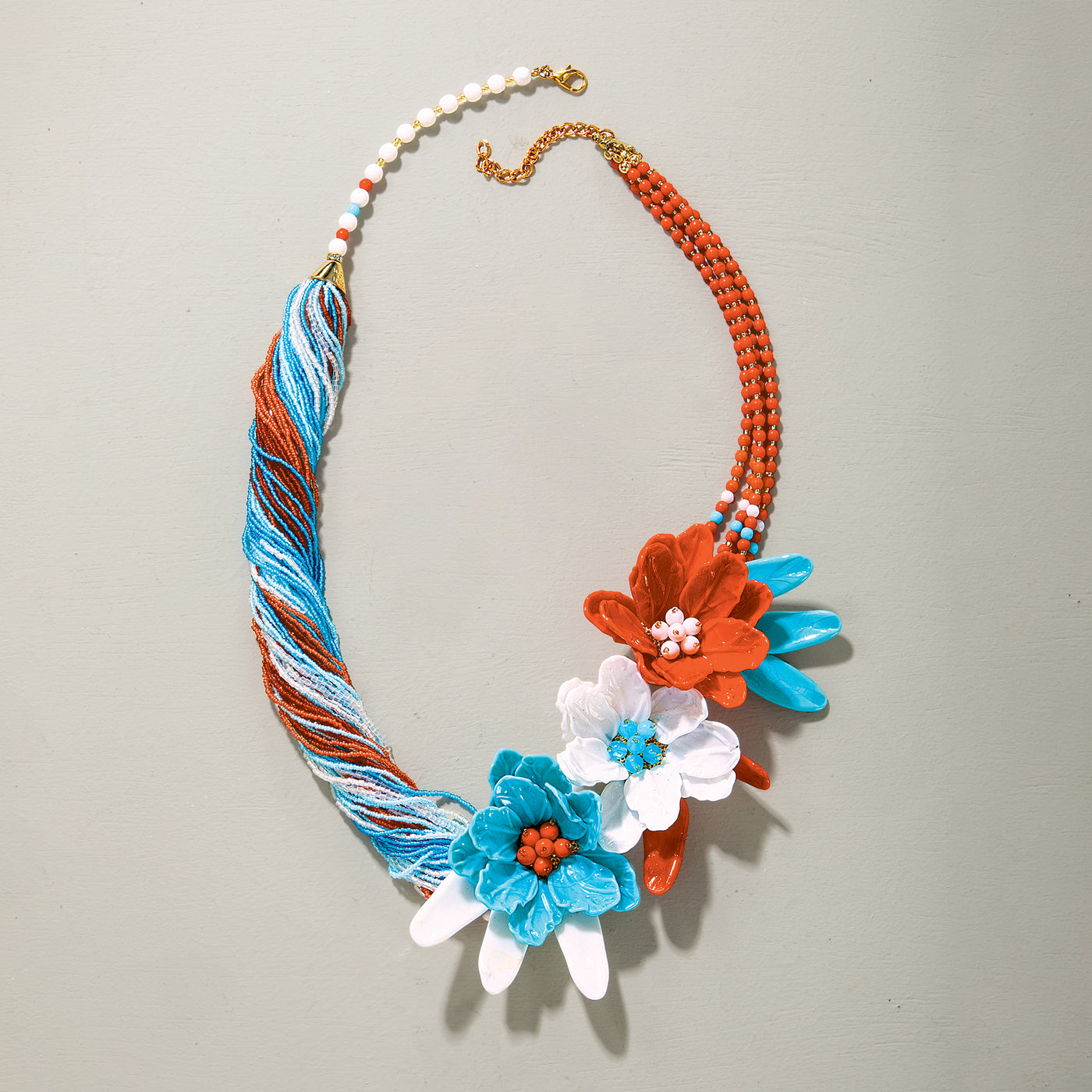 Caribbean Florals Murano Glass Statement Necklace