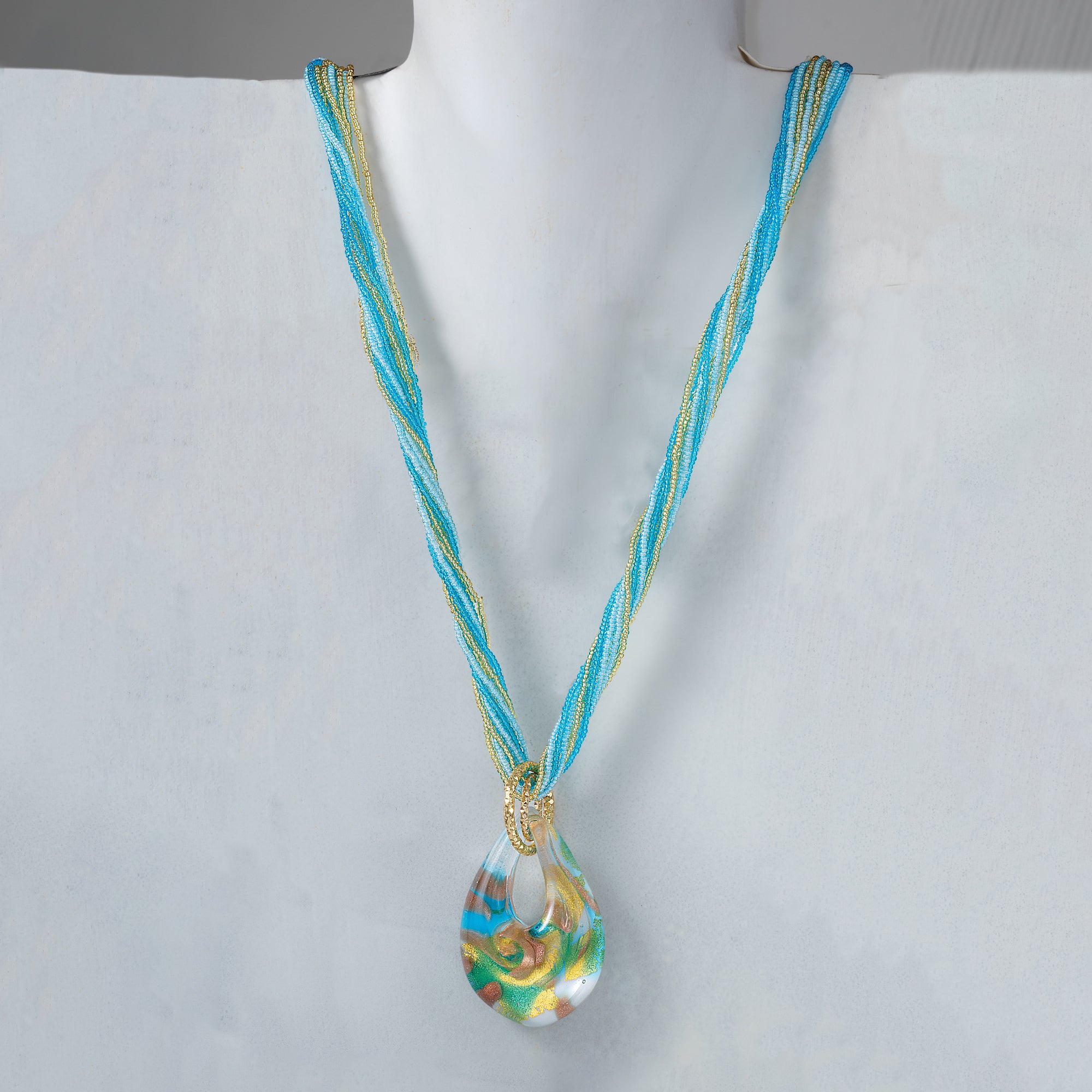 Murano Glass Abstract Teardrop Necklace