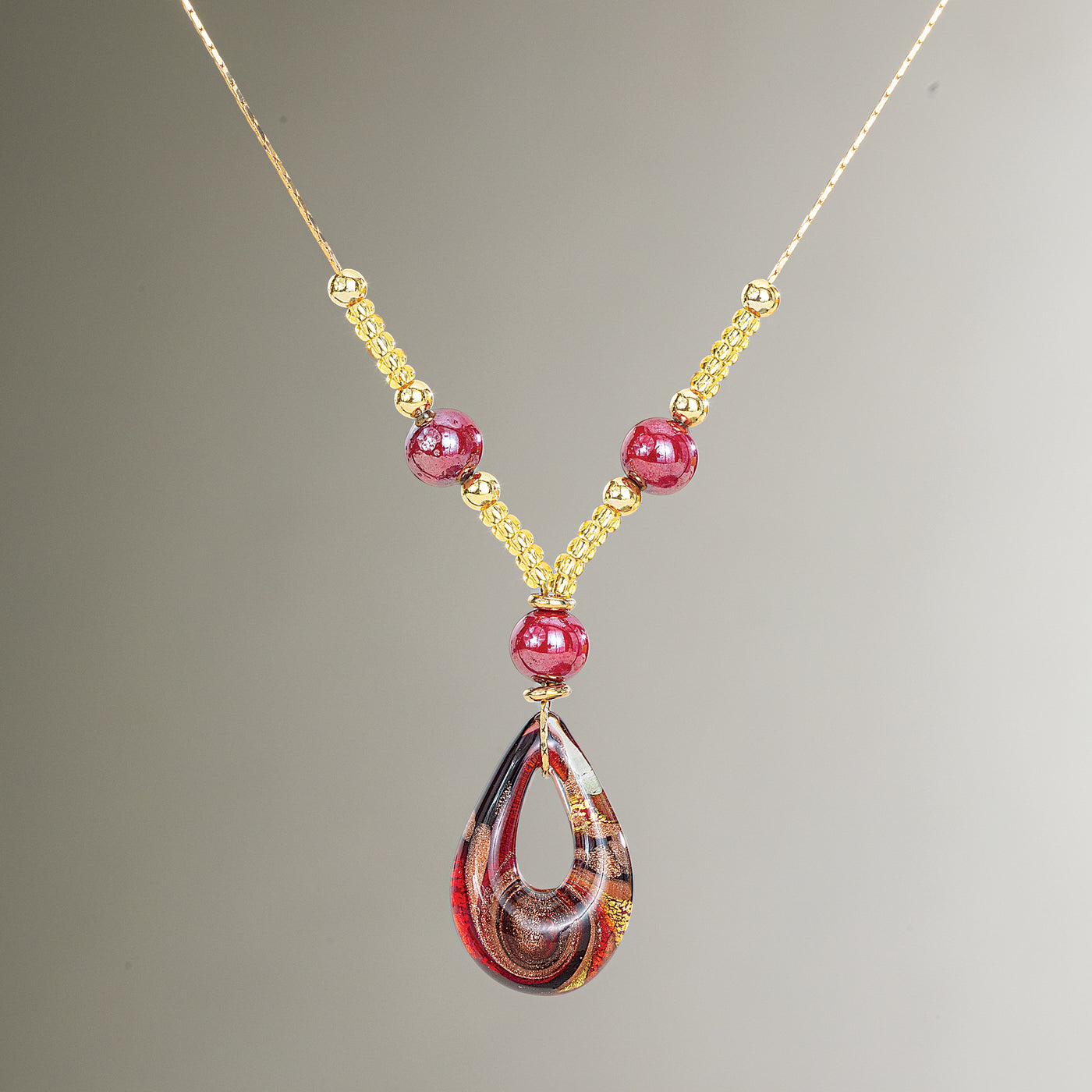 Fine Wine Murano Glass Teardrop Necklace