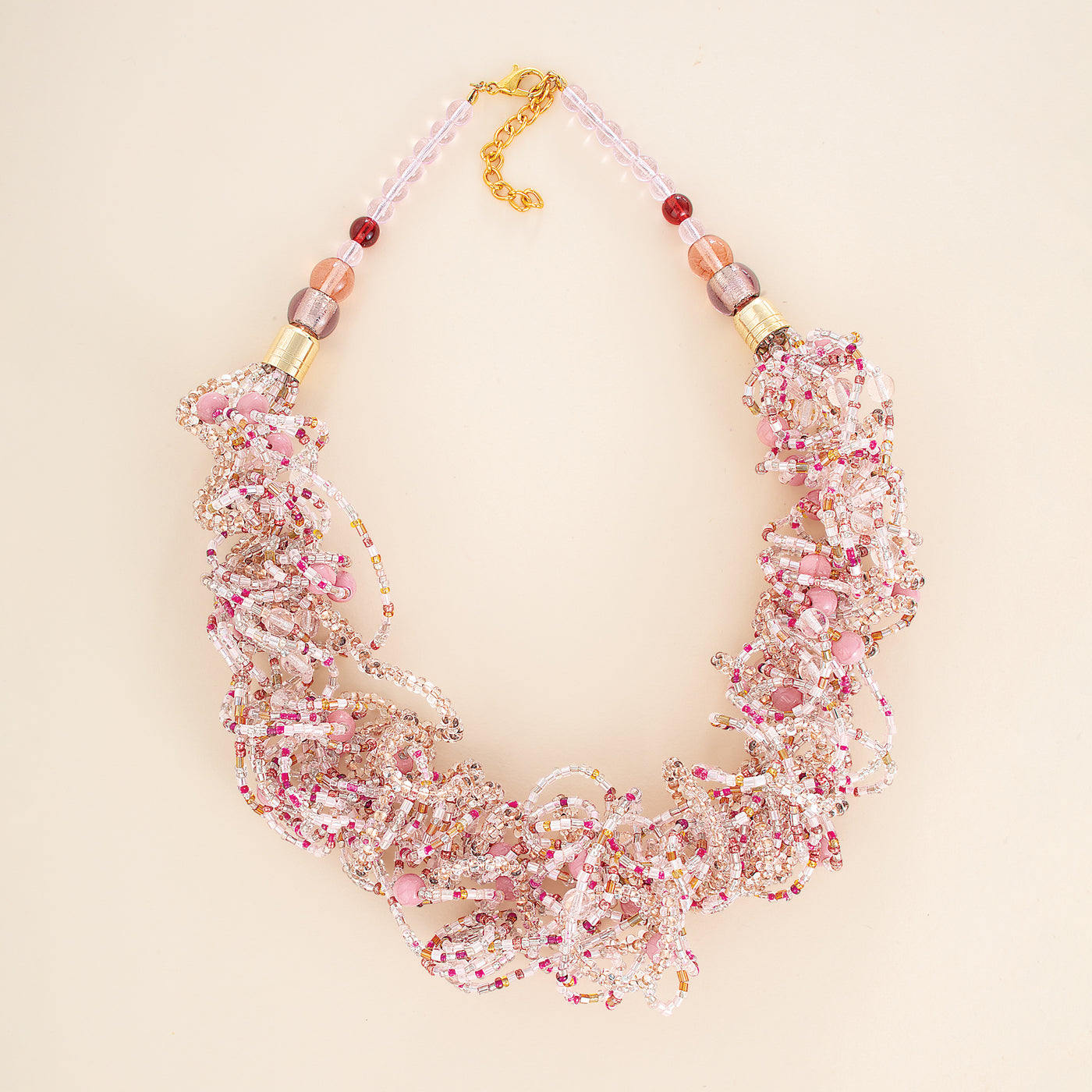 Pink Floral Murano Glass Statement Necklace