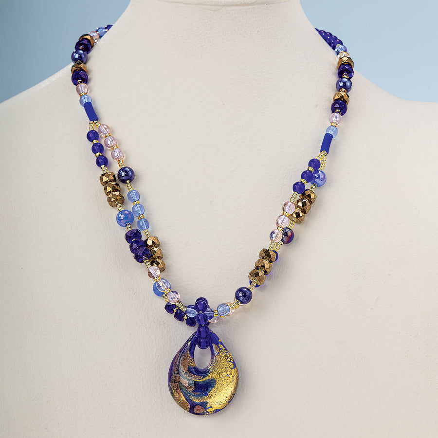 Murano Glass Blue Skies Pendant Necklace