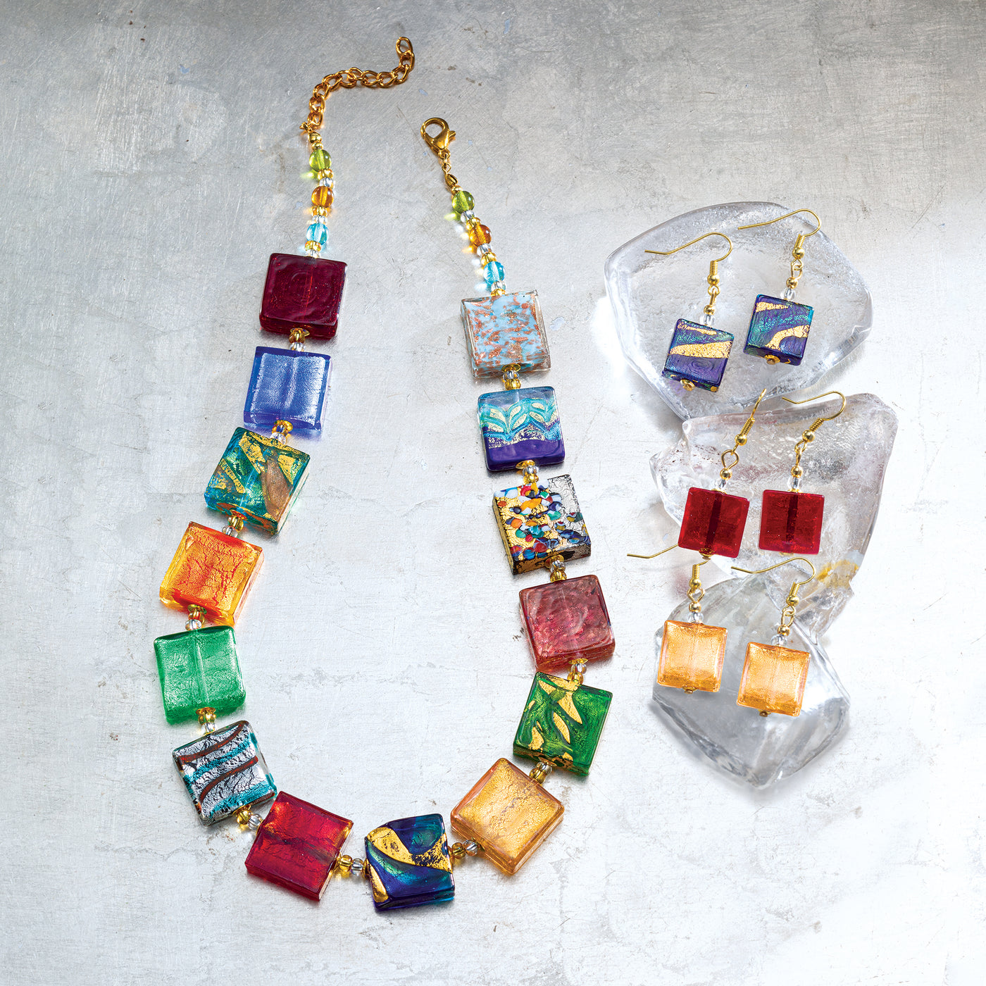 Spectacular Squares Murano Glass Necklace