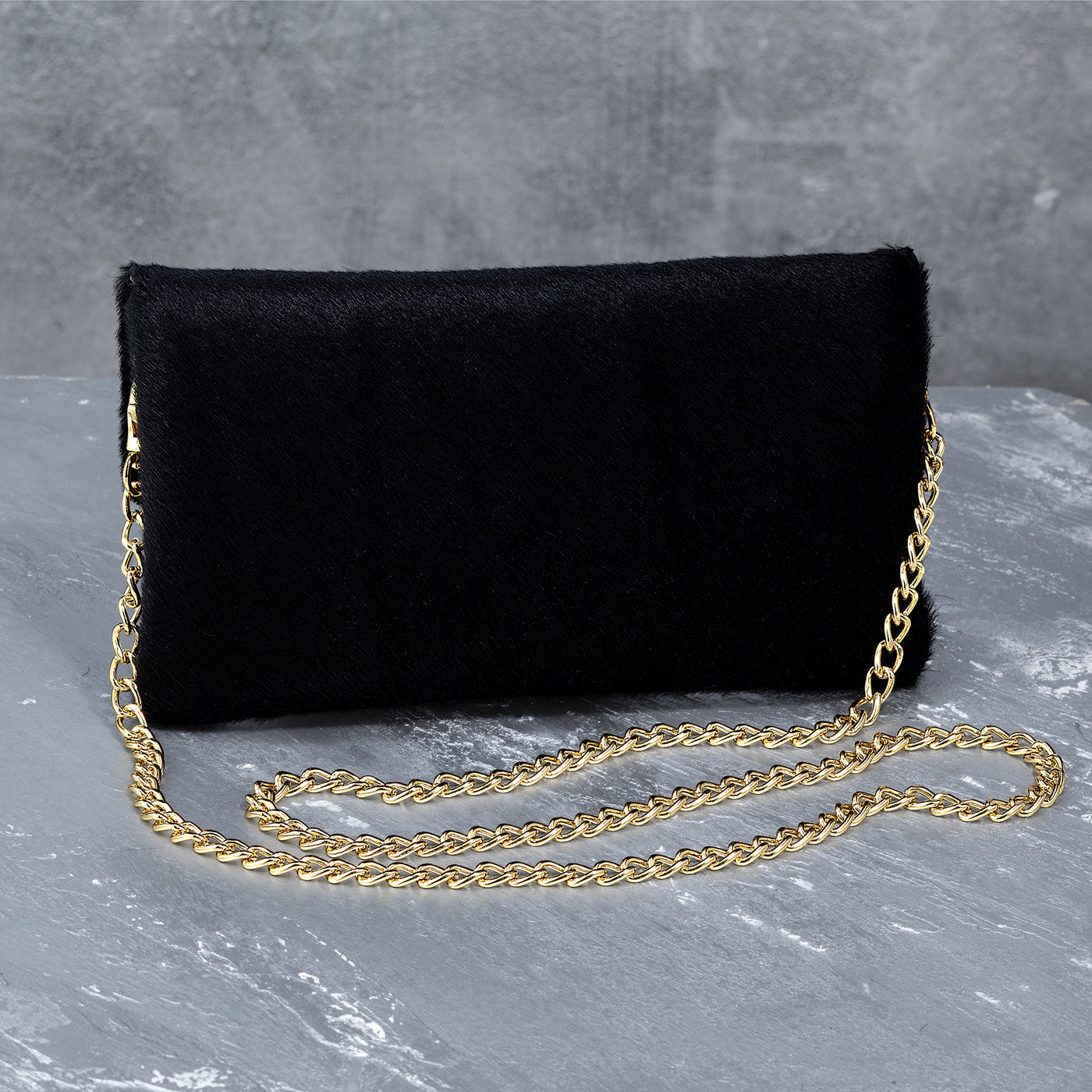 Otranto Black Fur Clutch With Murano Pearl Closure