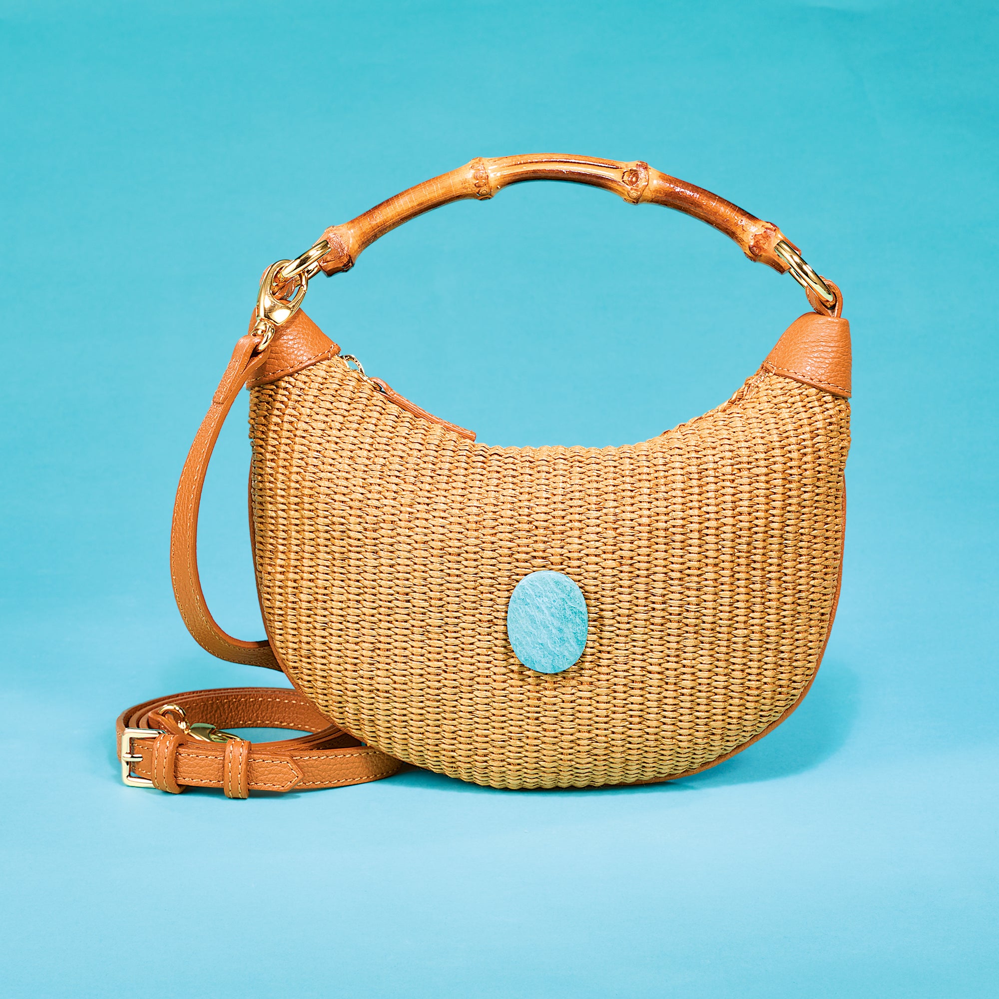 Sicilia Crescent Crossbody With Amazonite