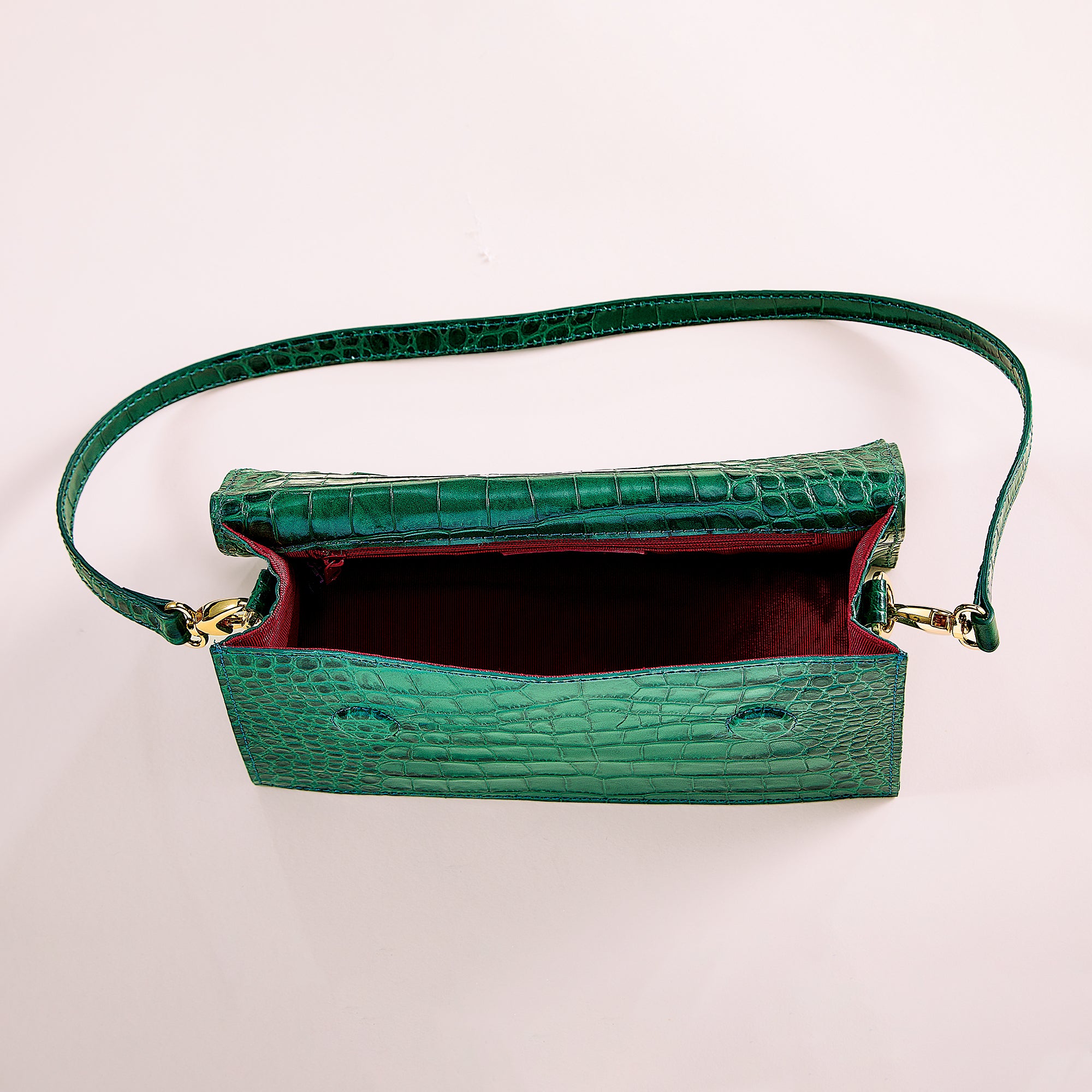 Cefalu Emerald Florentine Leather Croco Crossbody